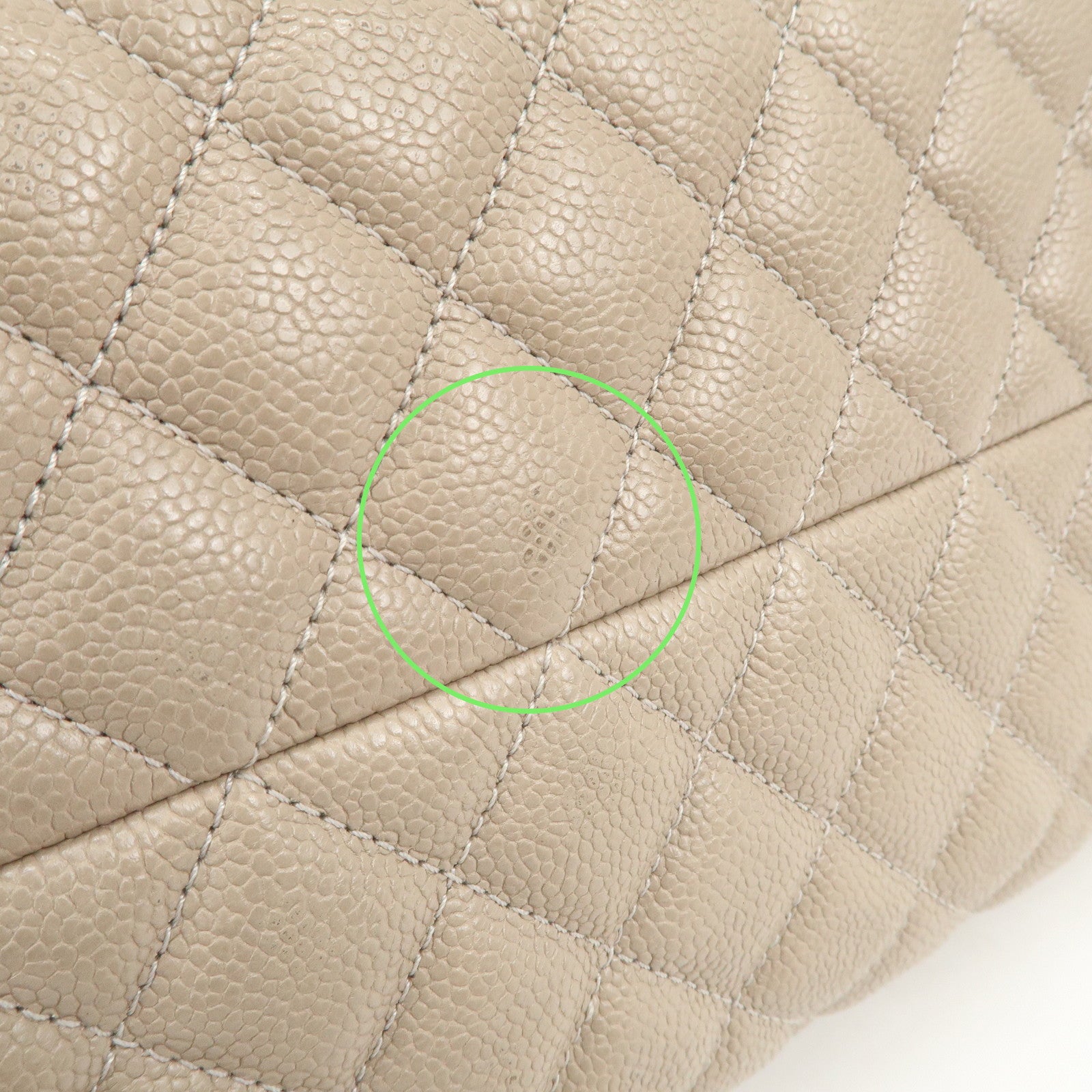 CHANEL Mademoiselle Caviarskin Shoulder Bag Hand Bag Greige Silver