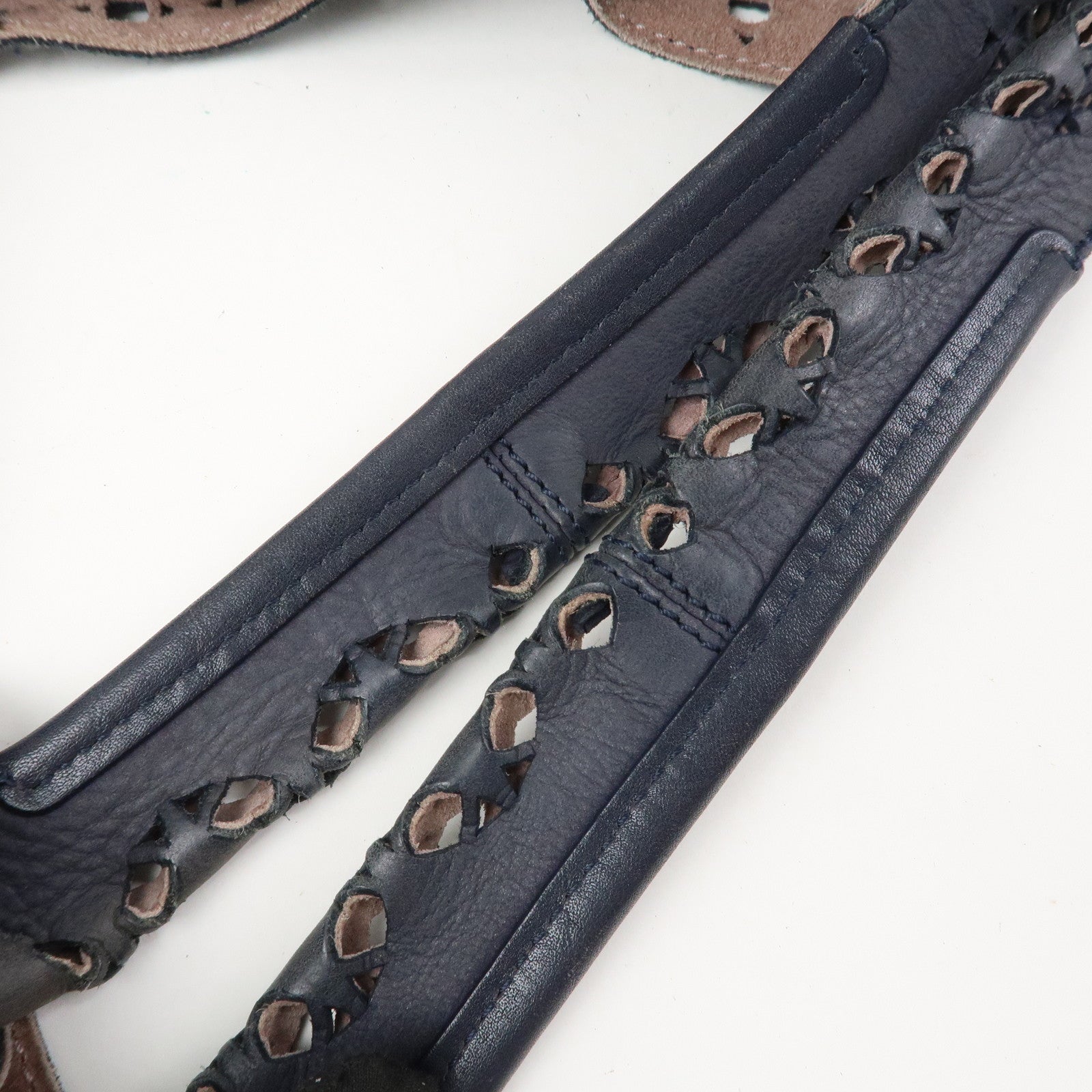 LOEWE Anagram Logo Leather Shoulder Bag Hand Bag Navy
