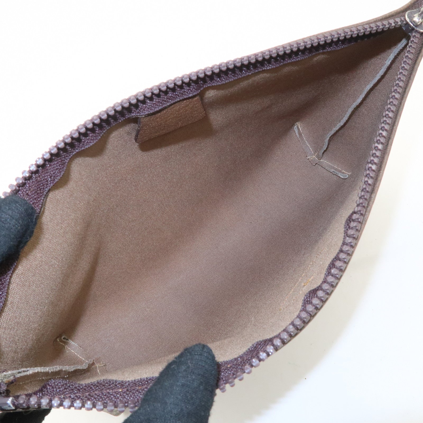 GUCCI GG Plus PVC Leather Clutch Bag Second Bag Beige Brown Used