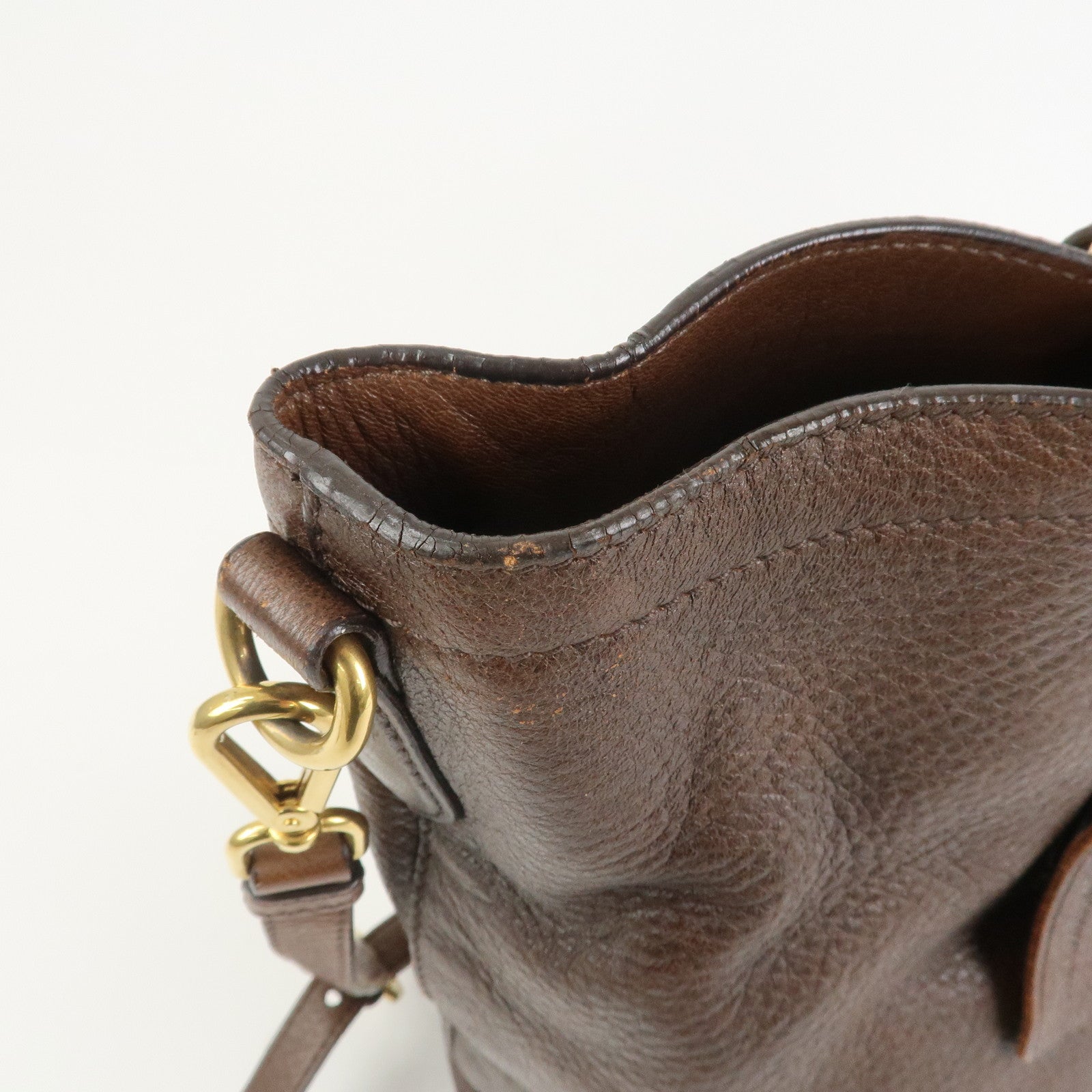 PRADA Leather 2Way Bag Hand Bag Shoulder Bag Crosbody Bag Brown