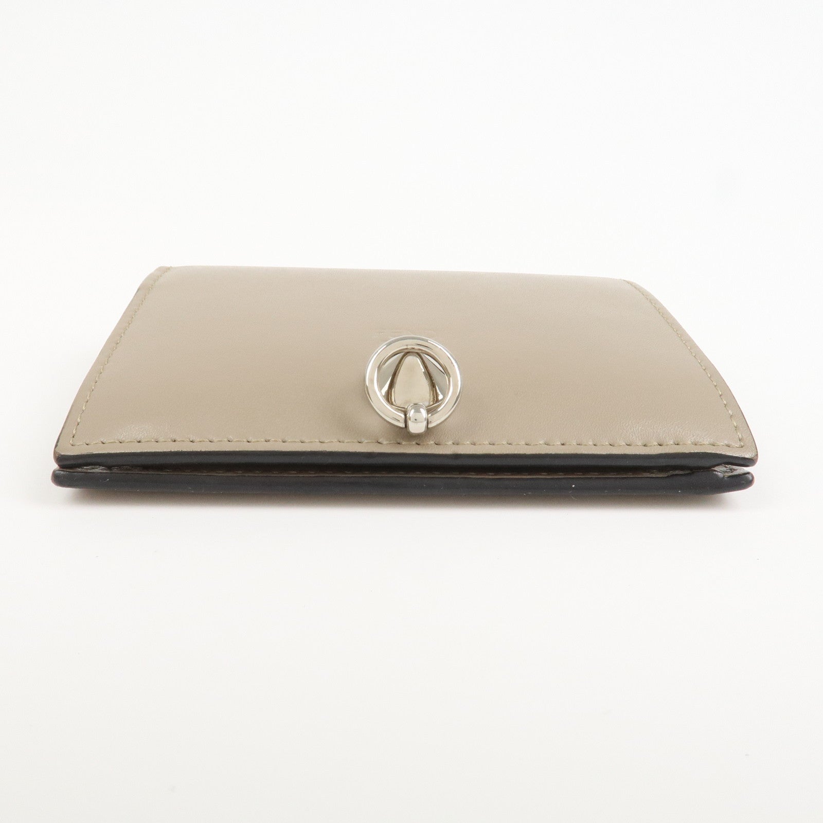 FENDI Leather Bi-fold Compact Wallet Brown 8M0387