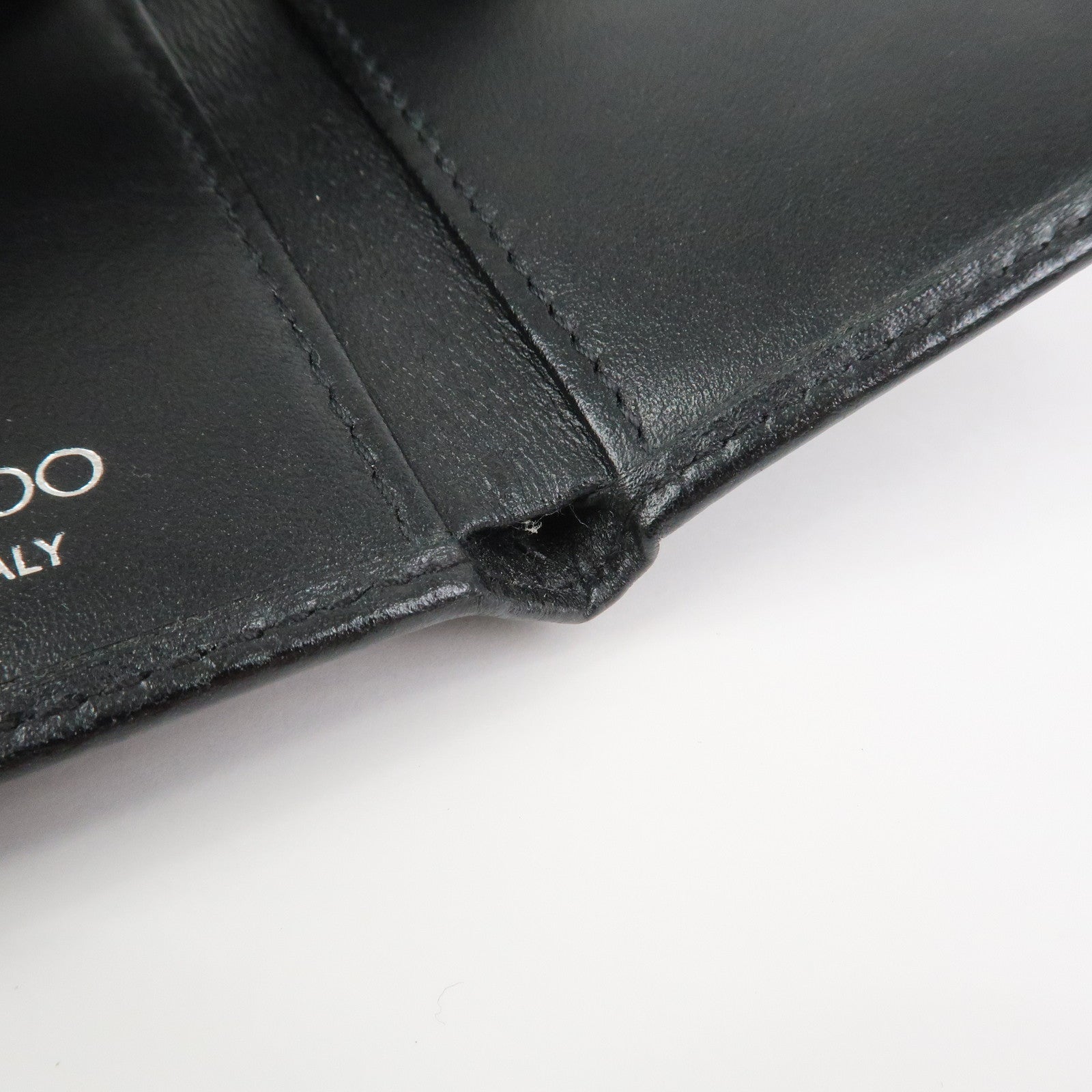 JIMMY CHOO Studs Leather Tri-Fold Compact Wallet Black
