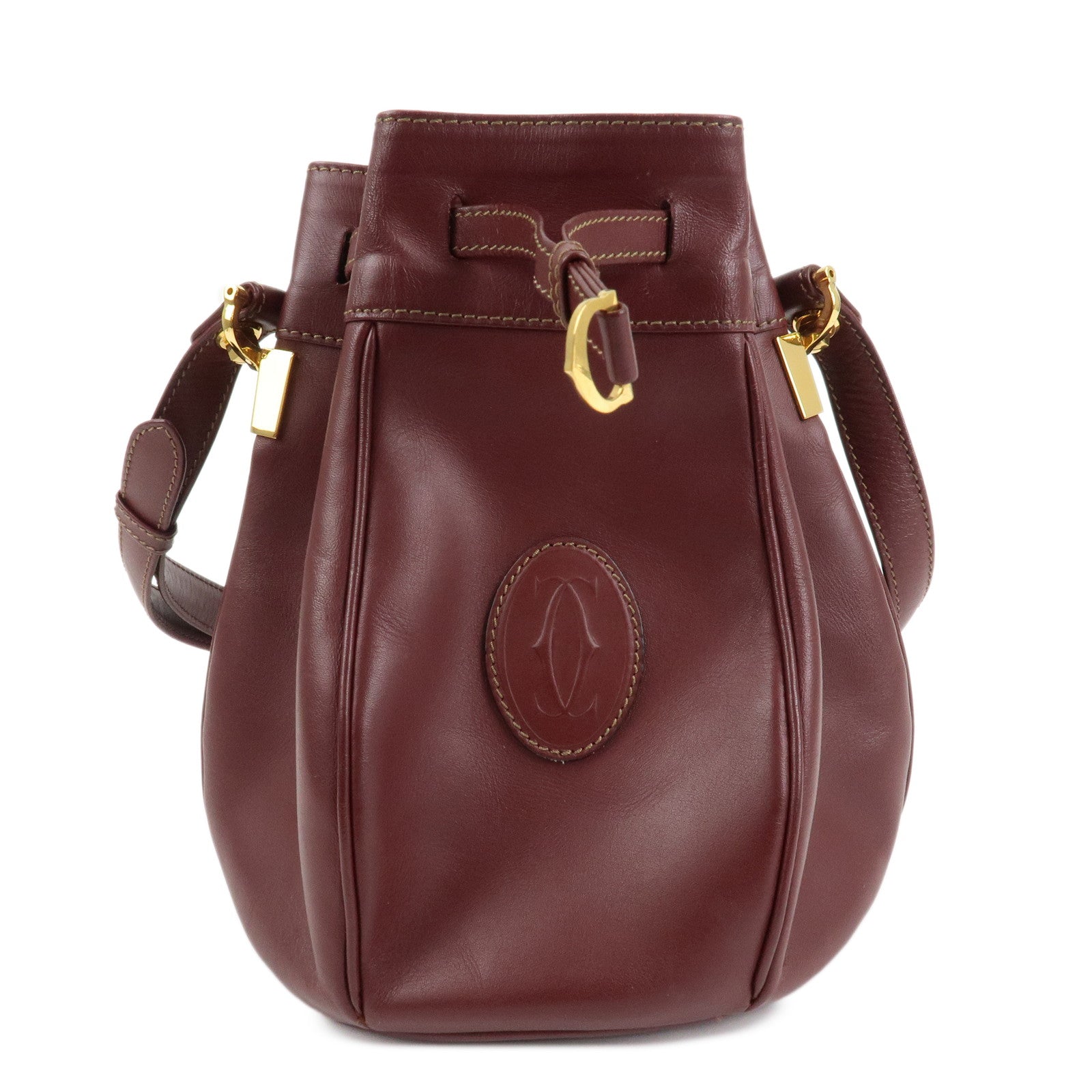 Cartier Must Line Calf Leather Shoulder Bag Bordeaux