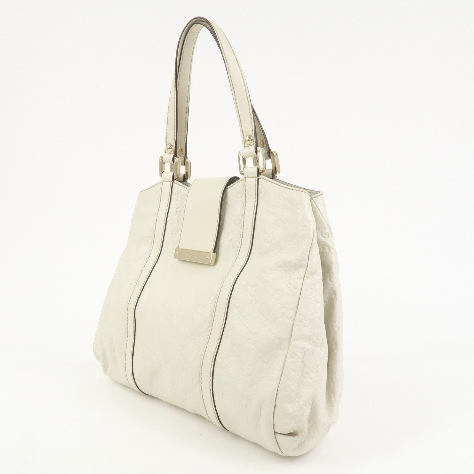 GUCCI Guccissima Leather Tote Bag Shoulder Bag White 211935