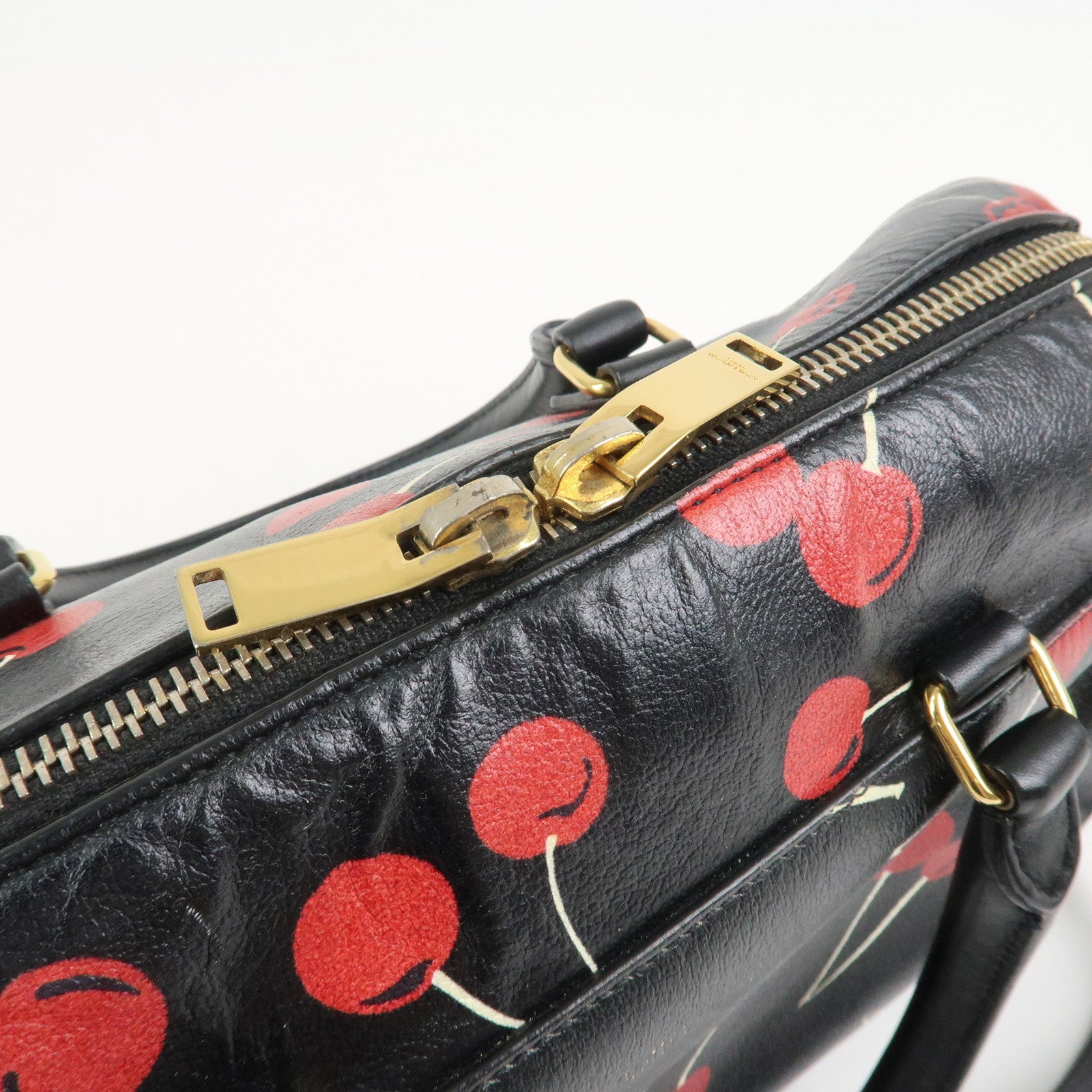 SAINT LAURENT PARIS Baby Duffle Leather Cherry 2Way Hand Bag 330958