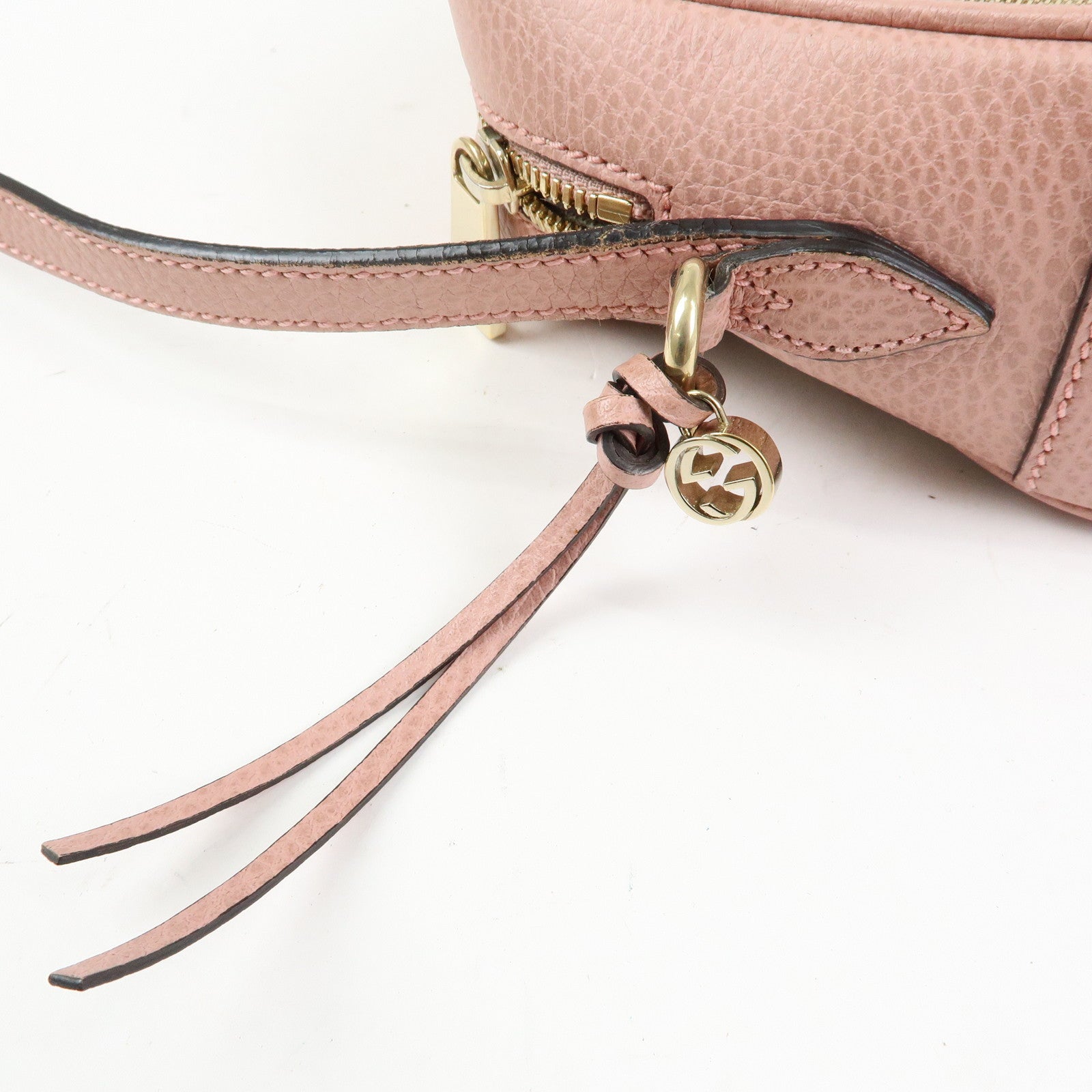 GUCCI GG Canvas Leather Shoulder Crossbody Bag Beige Pink 449413