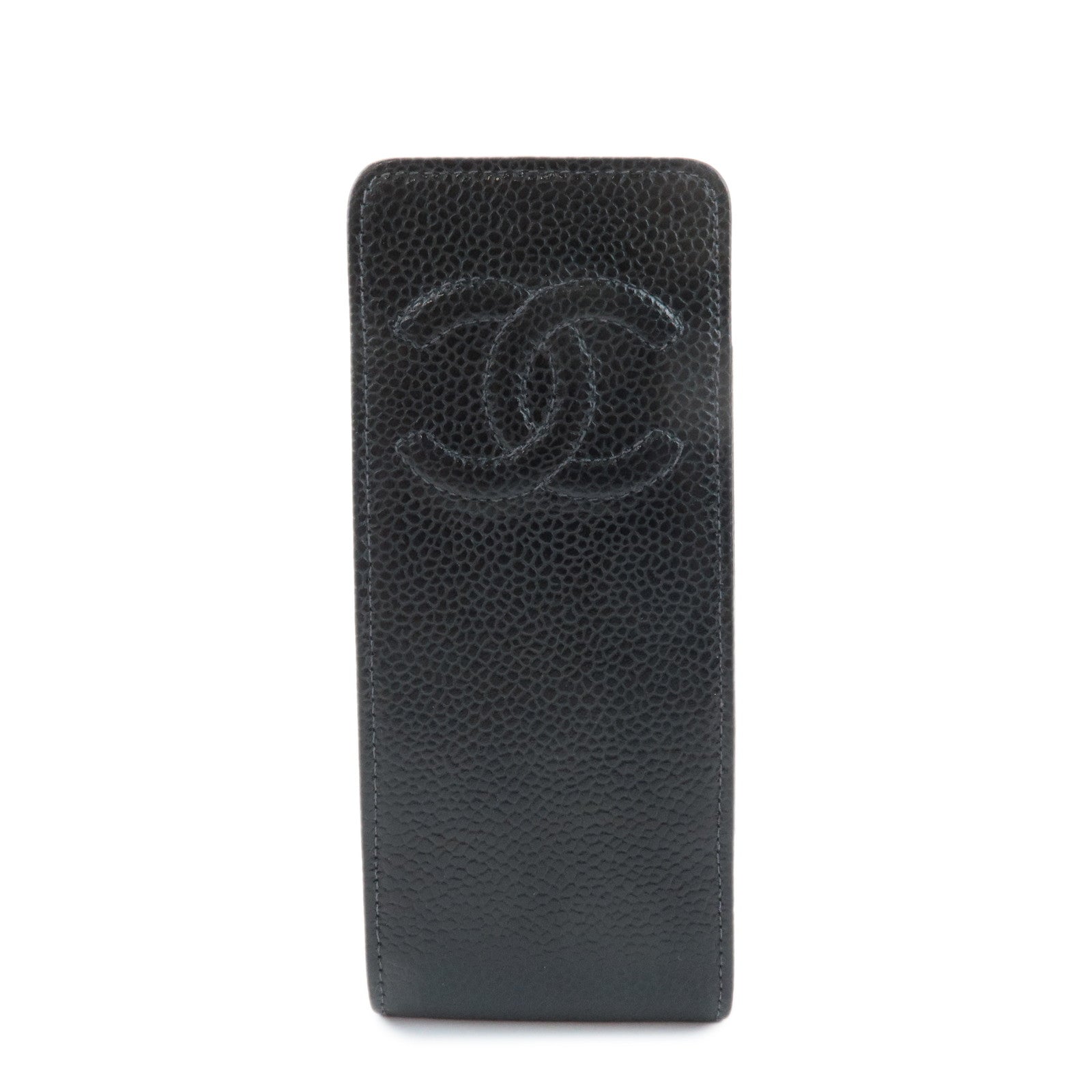 CHANEL COCO Mark Caviarskin Cell Phone Case Black Used