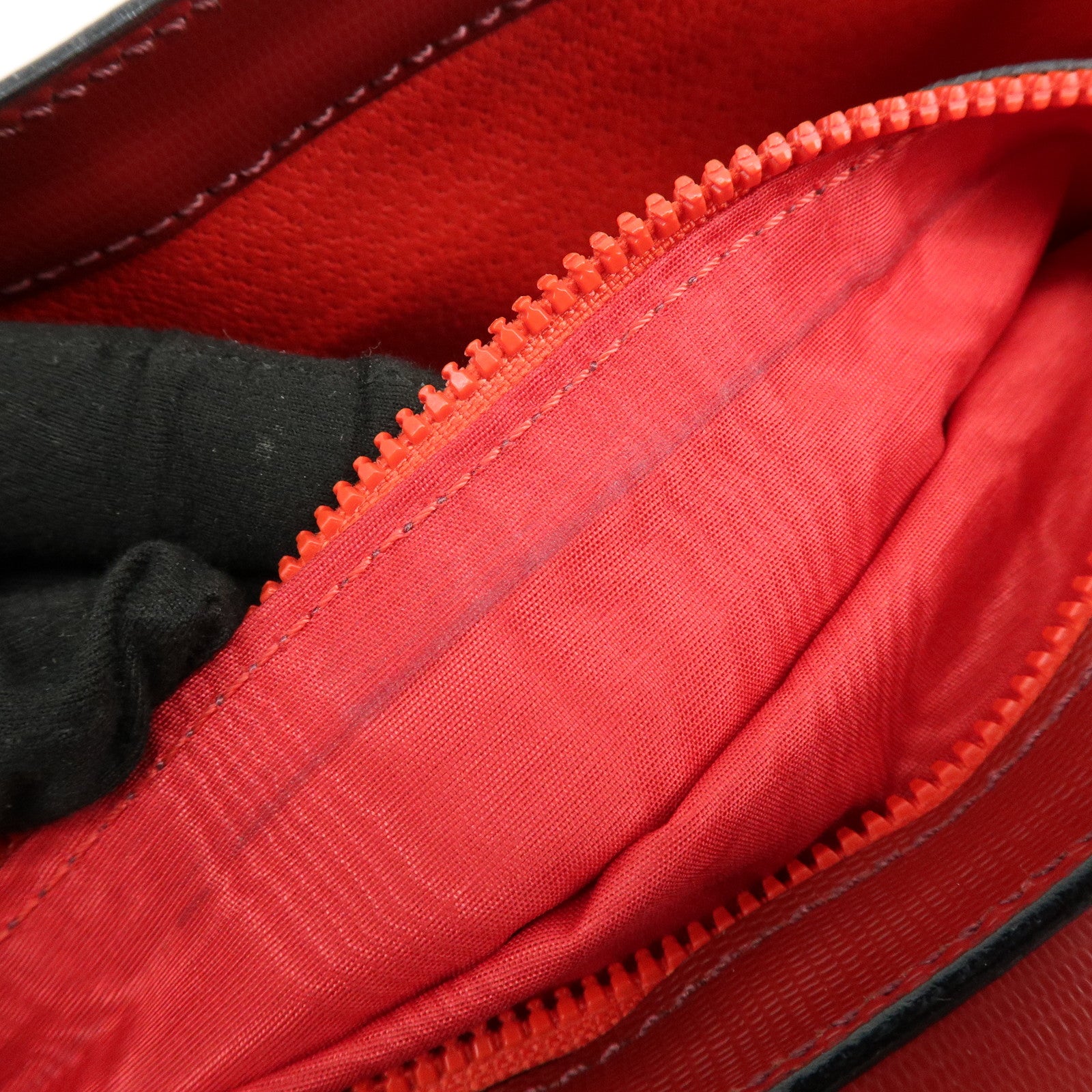 CELINE Leather 2WAY Bag Shoulder Bag Hand Bag Red