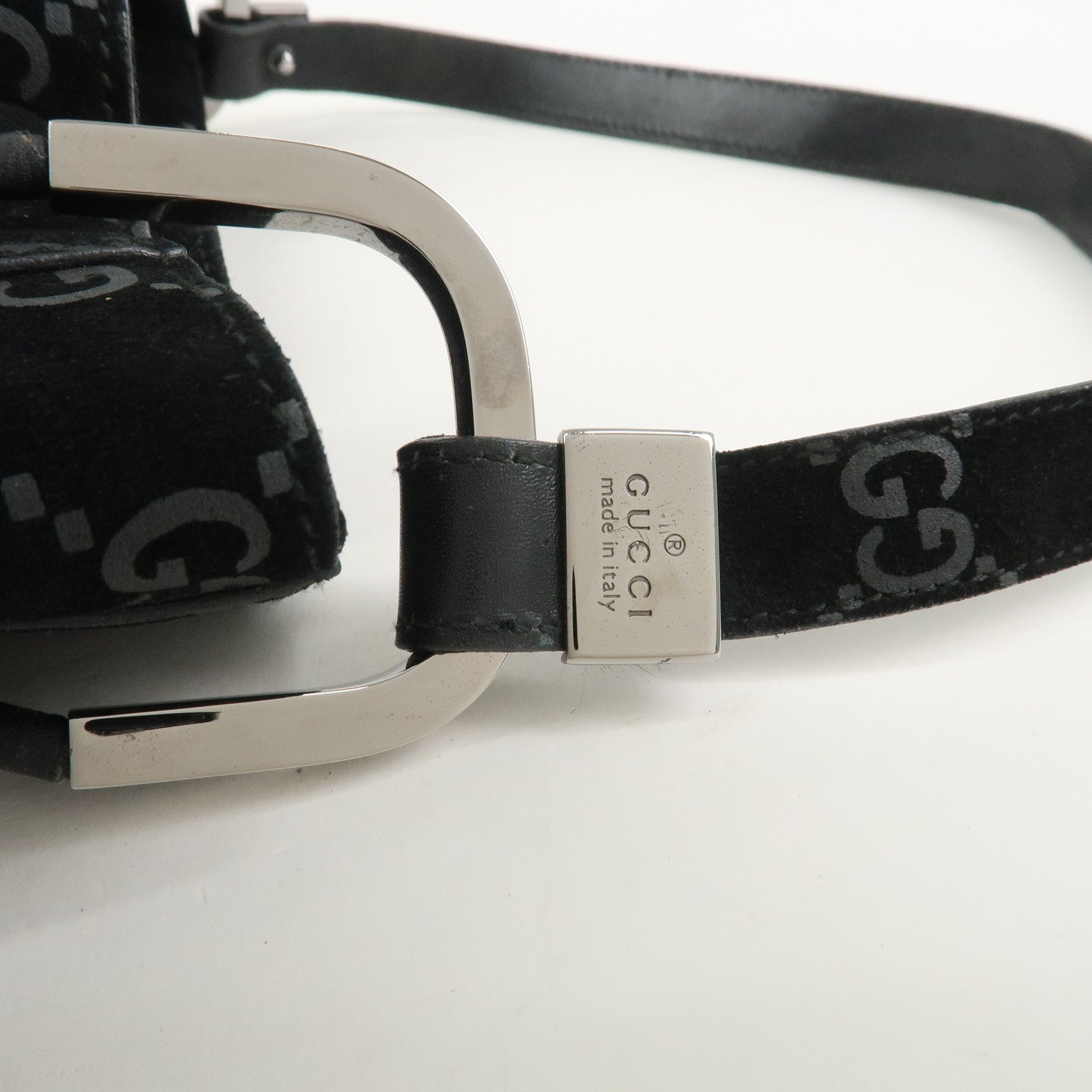 GUCCI GG Suede Shoulder Bag Hand Bag Black 001・3748