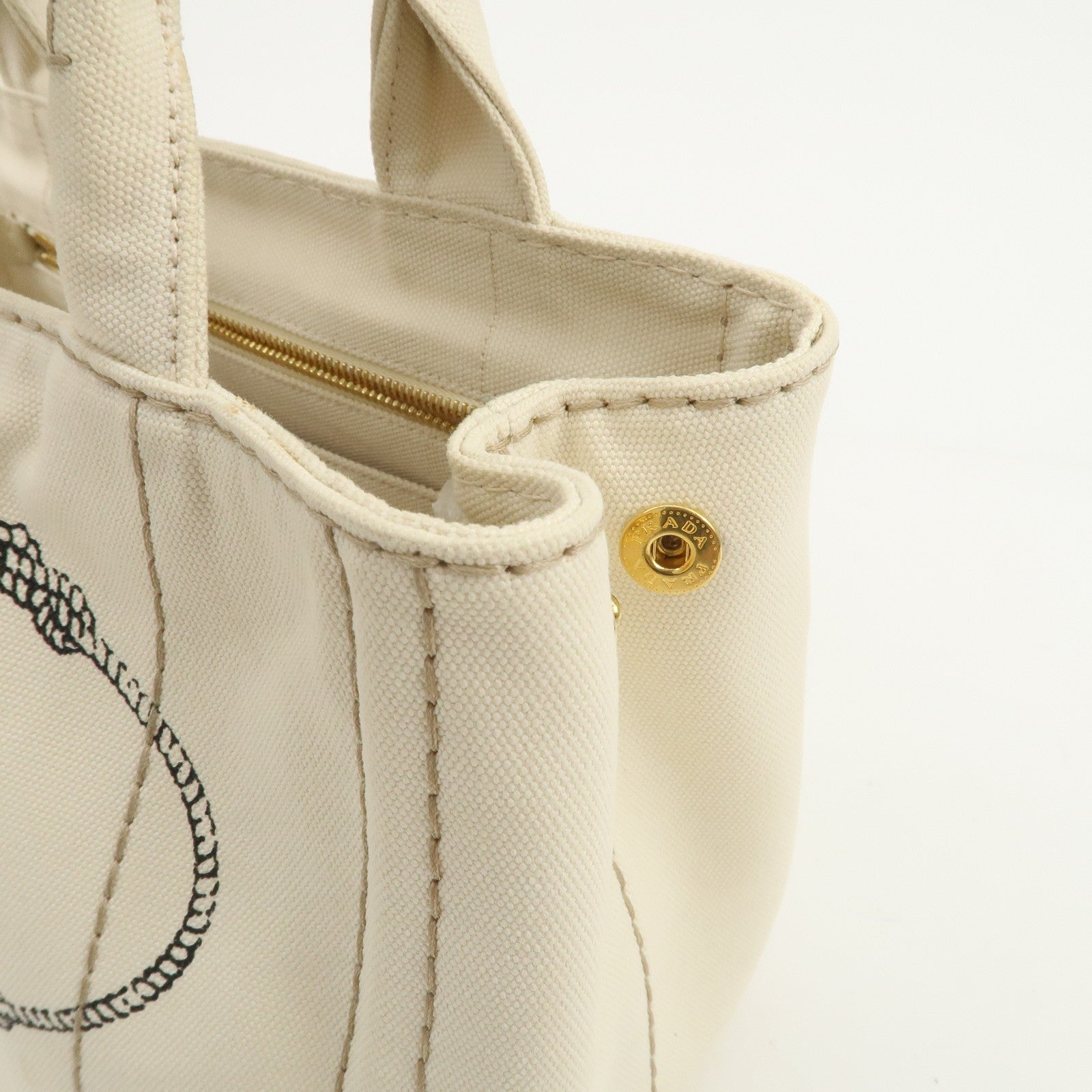 PRADA Canapa Mini Canvas 2Way Hand Shoulder Bag Ivory B2439G