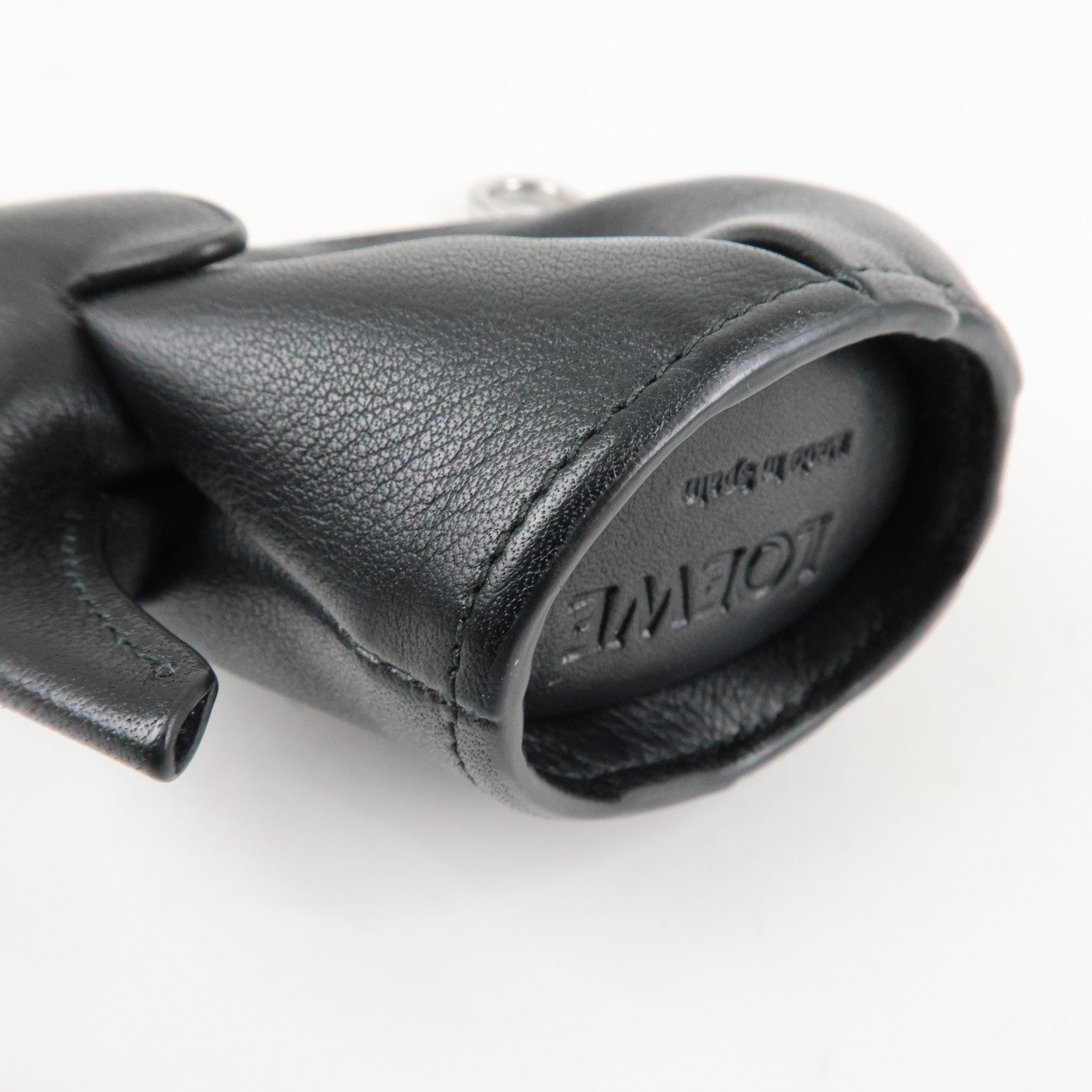 LOEWE Calf Skin Animal Coin Case Elephant Charm Black Used