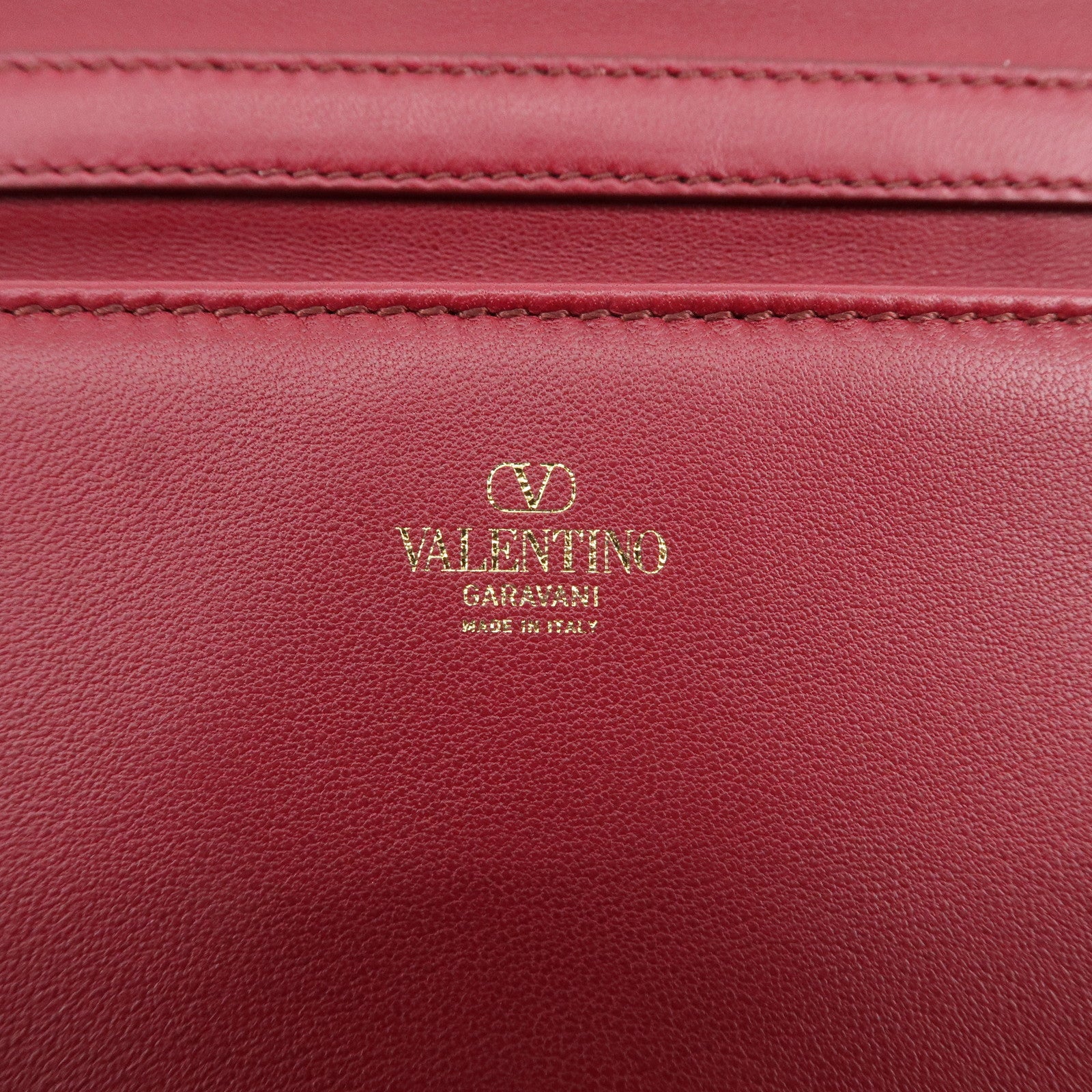 VALENTINO Leather 2Way Bag Shoulder Bag Hand Bag Wine Red