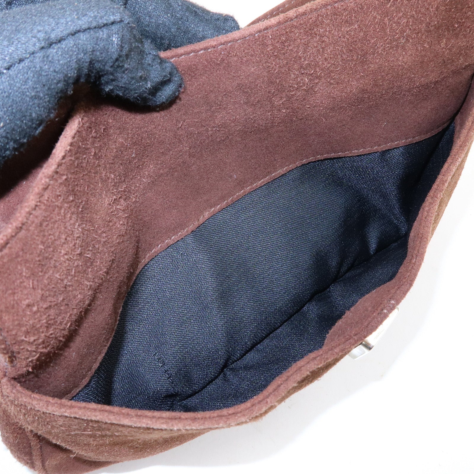 FENDI Suede Leather Shoulder Bag Hand Bag Brown 26568