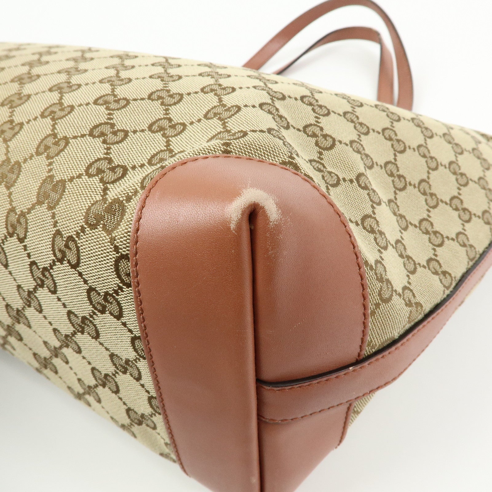 GUCCI GG Canvas Leather Tote Bag Shoulder Bag Beige Pink 247209