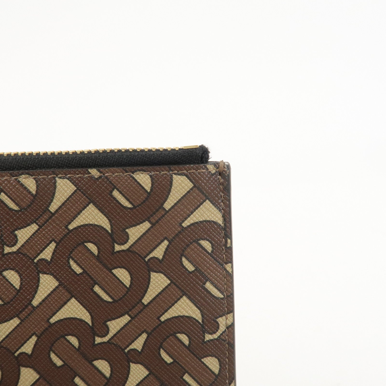 BURBERRY Monogram E Canvas Clutch Bag Pouch Brown