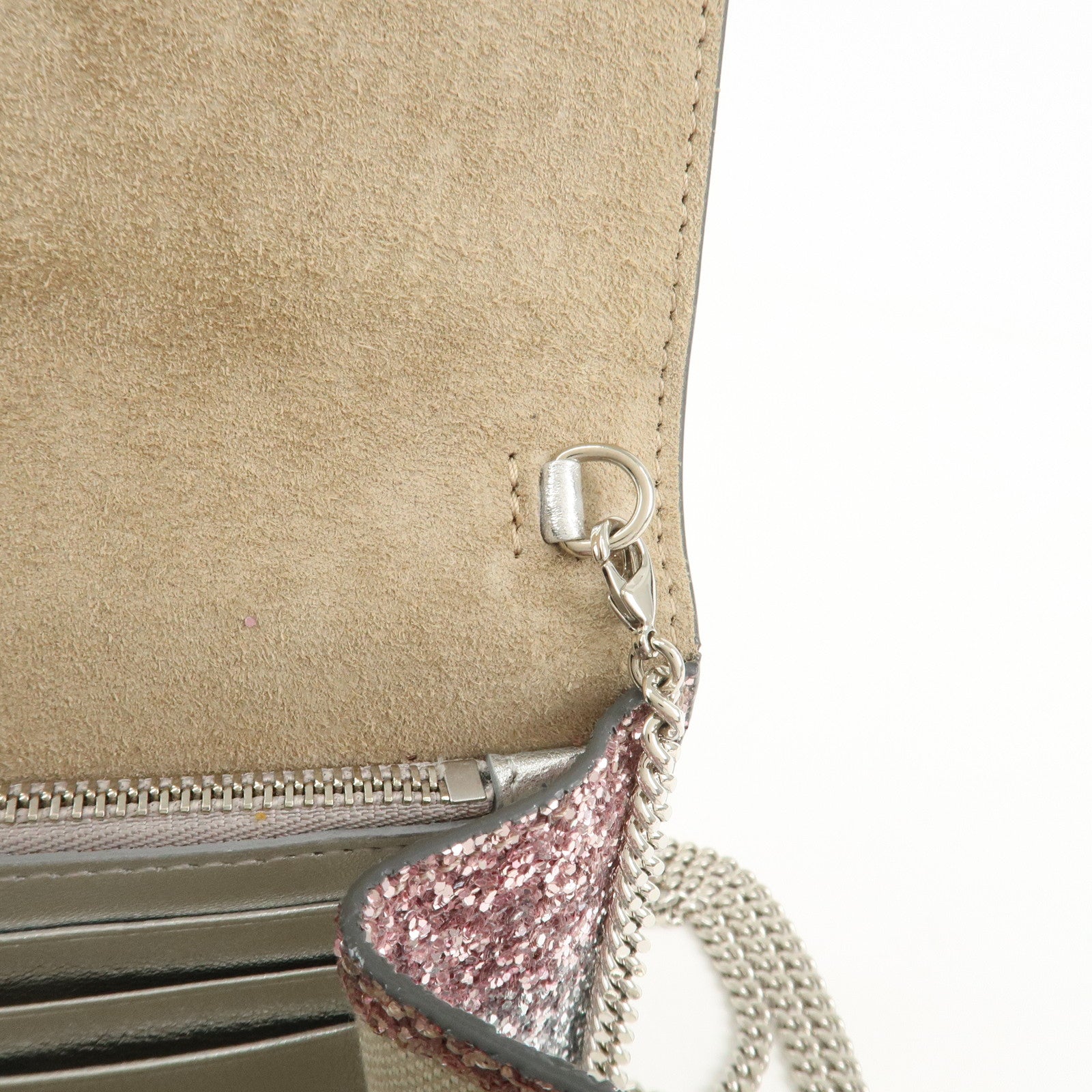 JIMMY CHOO Chain Shoulder Bag Clutch Bag Glitter Pink Gray Silver