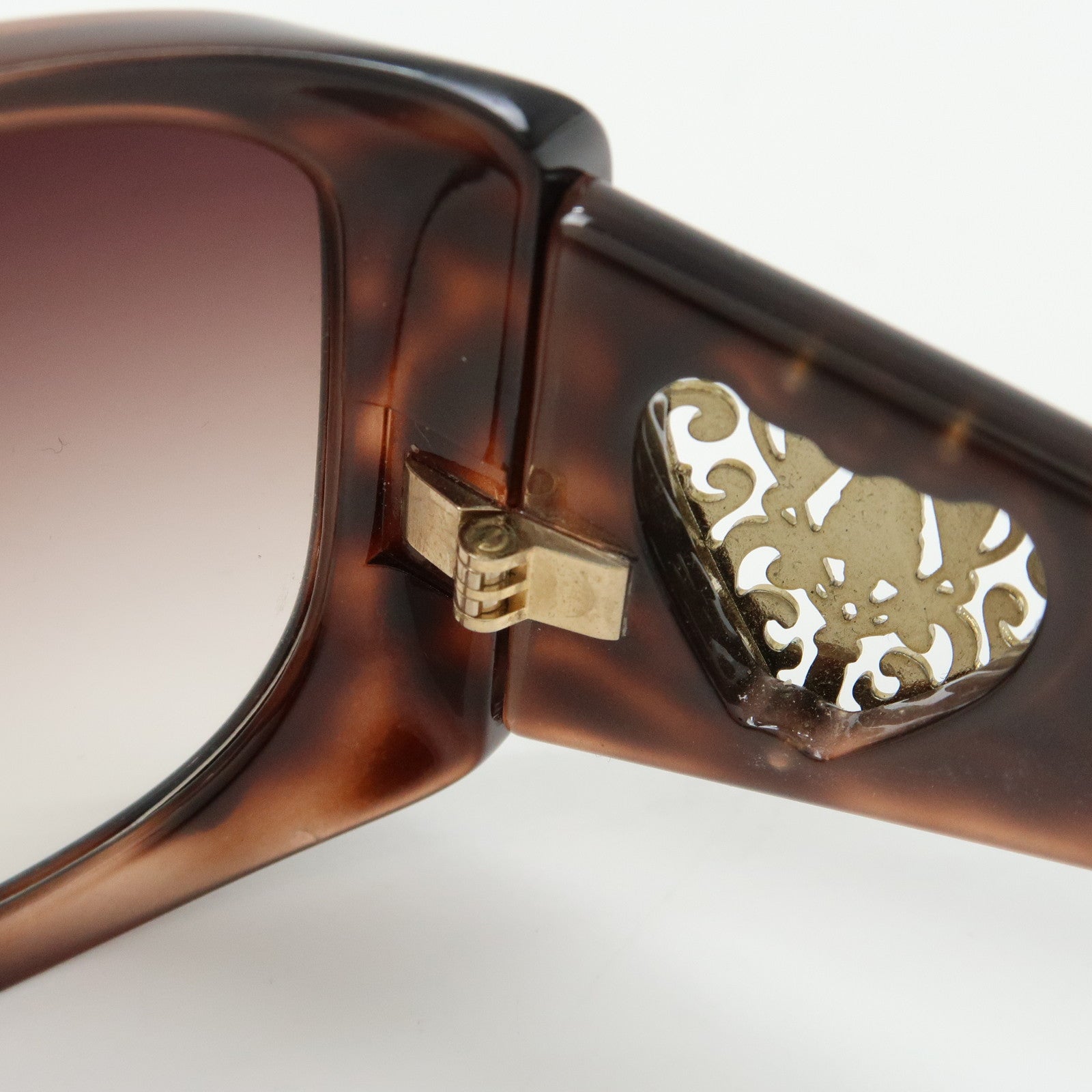 GUCCI Crest Plastic Sunglasses Heart Brown GG3067