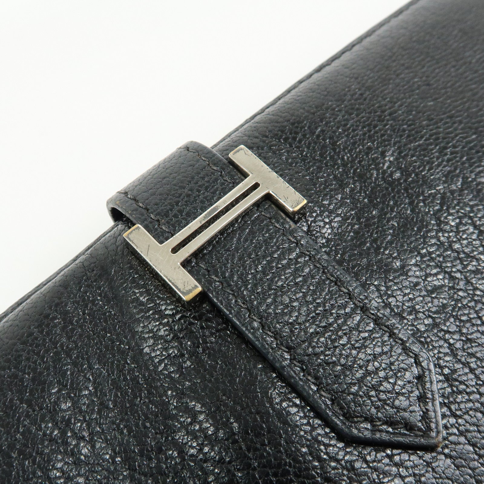 HERMES Bテゥarn Classic Chevre Long Wallet □I Stamped Black