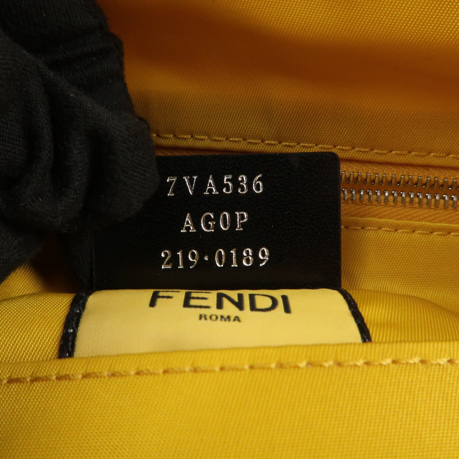 FENDI Baguette Nylon Leather 2Way Bag Hand Bag Shoulder Bag Yellow 7VA536