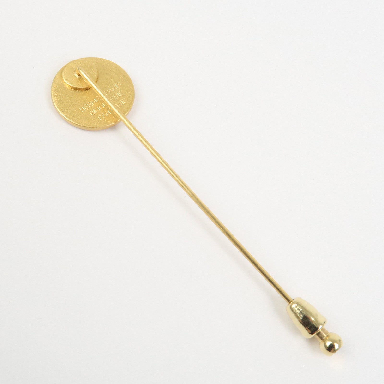 HERMES Sellier Pin Brooch Metal Gold