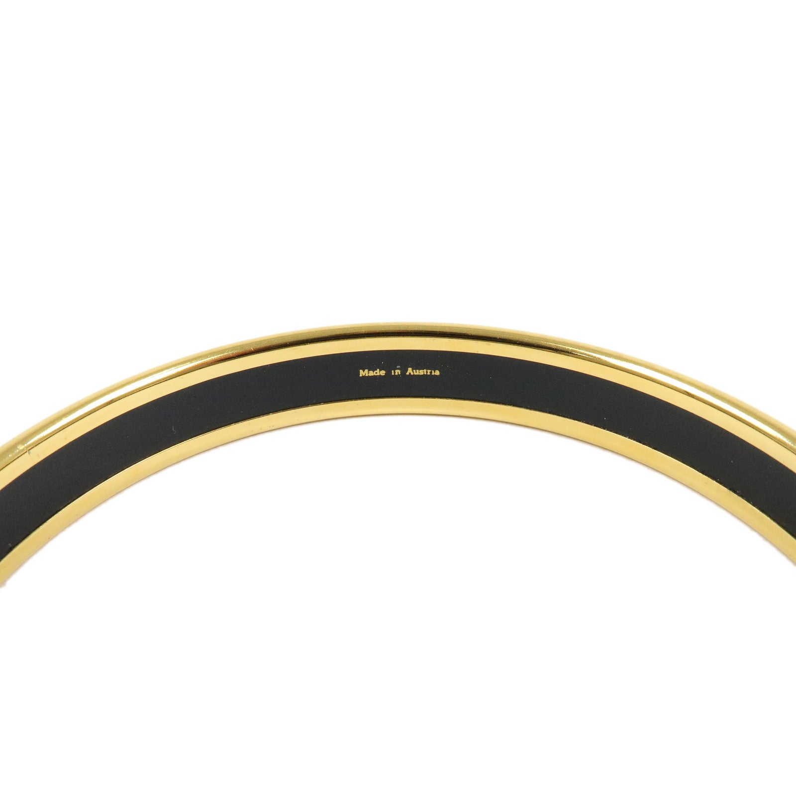 HERMES Email PM Gold Plated Bangle Bracelet Gold Green