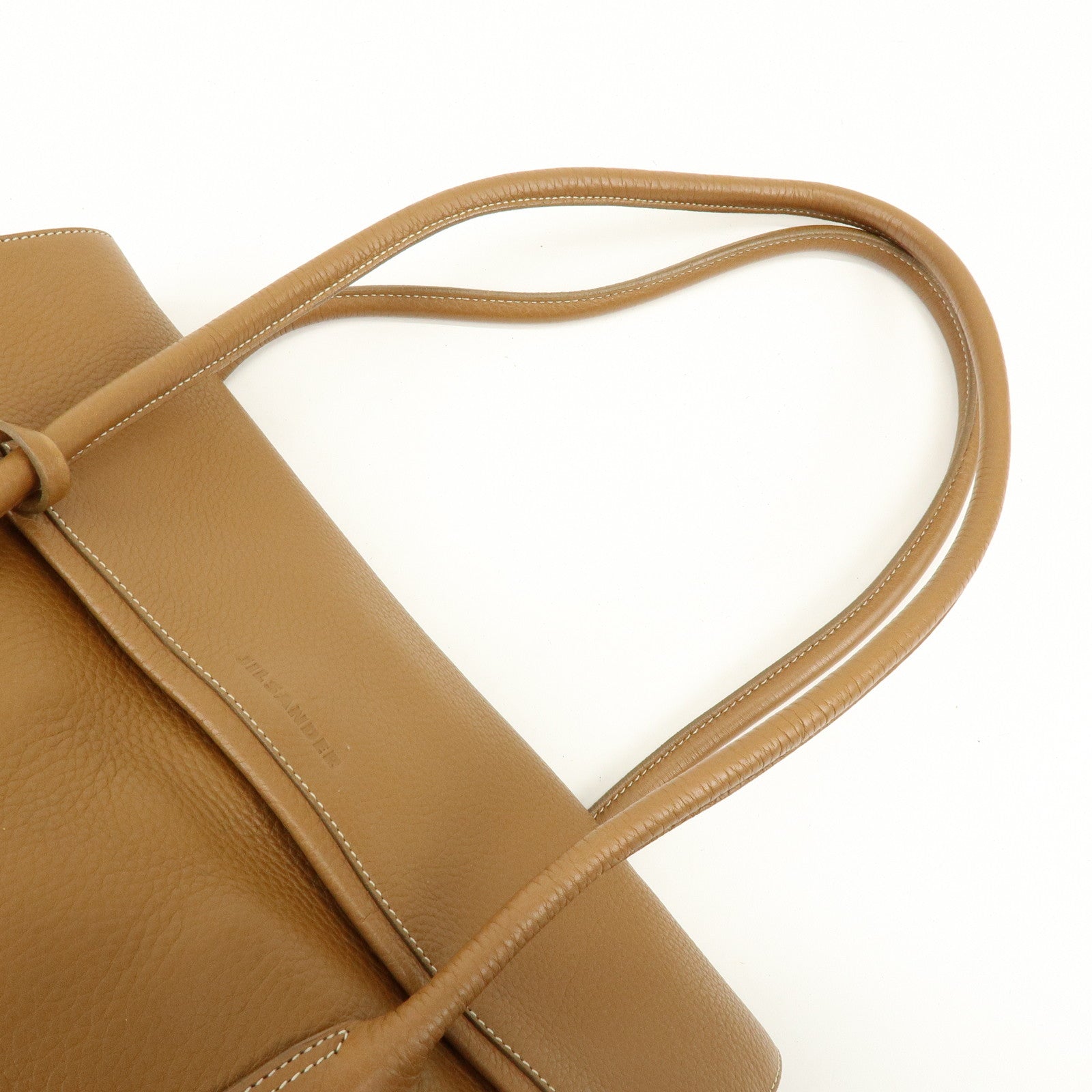 JIL SANDER Logo Leather Tote Bag Shoulder Bag Camel