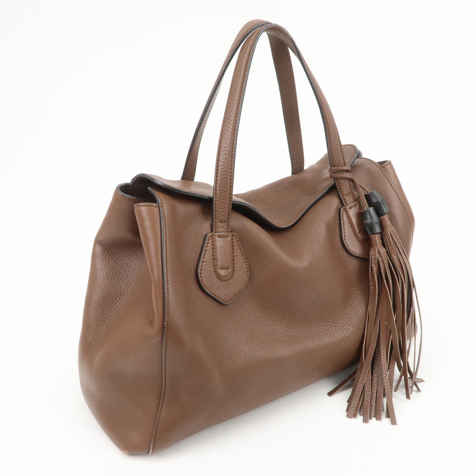 GUCCI Swing Leather Tote Bag Hand Bag Shoulder Bag Brown 354476