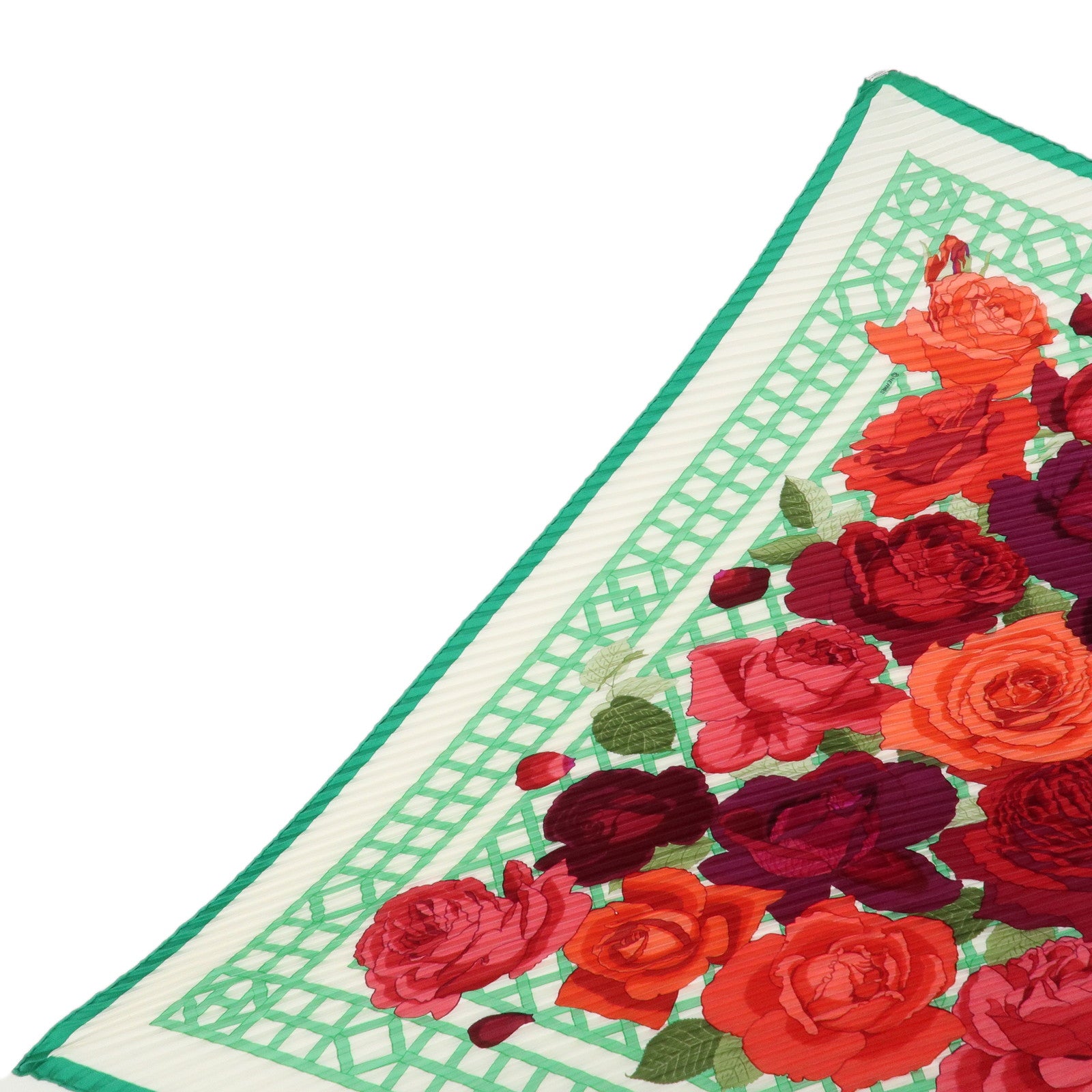 HERMES Carre 90 Silk 100% Pleats Scarf LA ROSEE Anne Gavarni