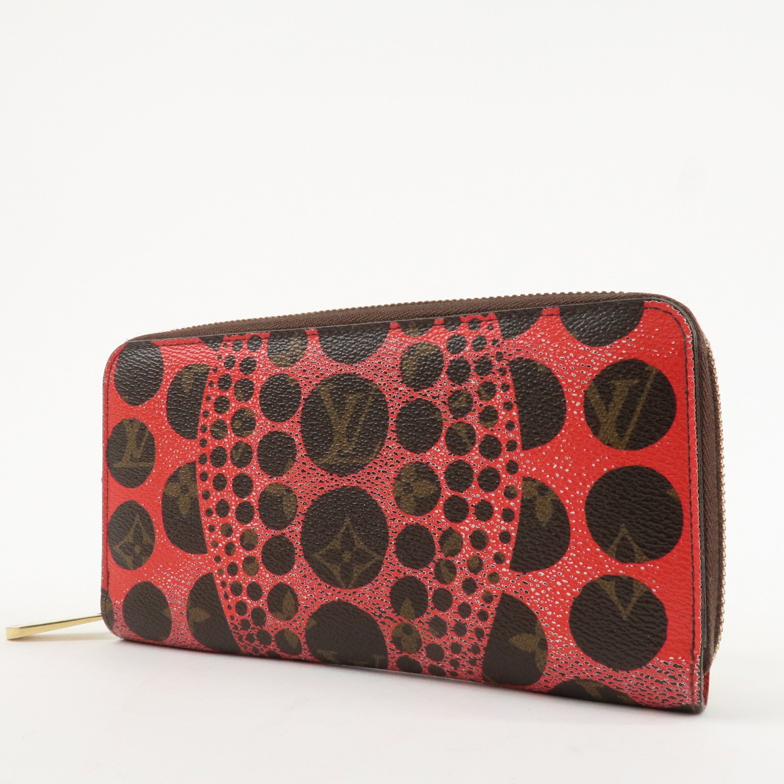 Louis Vuitton Monogram Kusama Pumpkin Dots Zippy Wallet M60450 Used