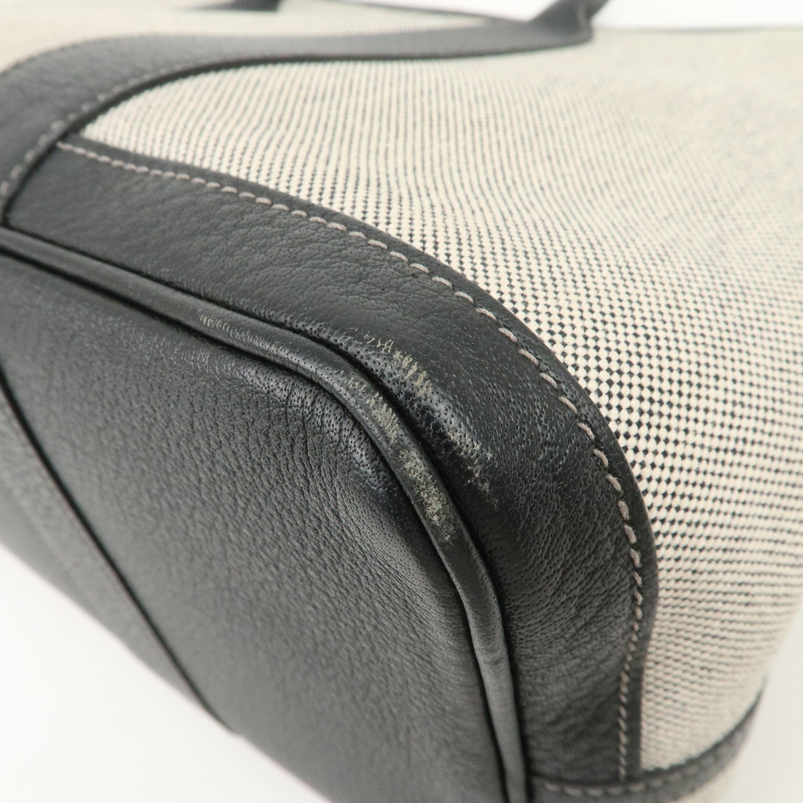 HERMES Leather Toile Garden Party PM P Stamped Tote Bag Natural