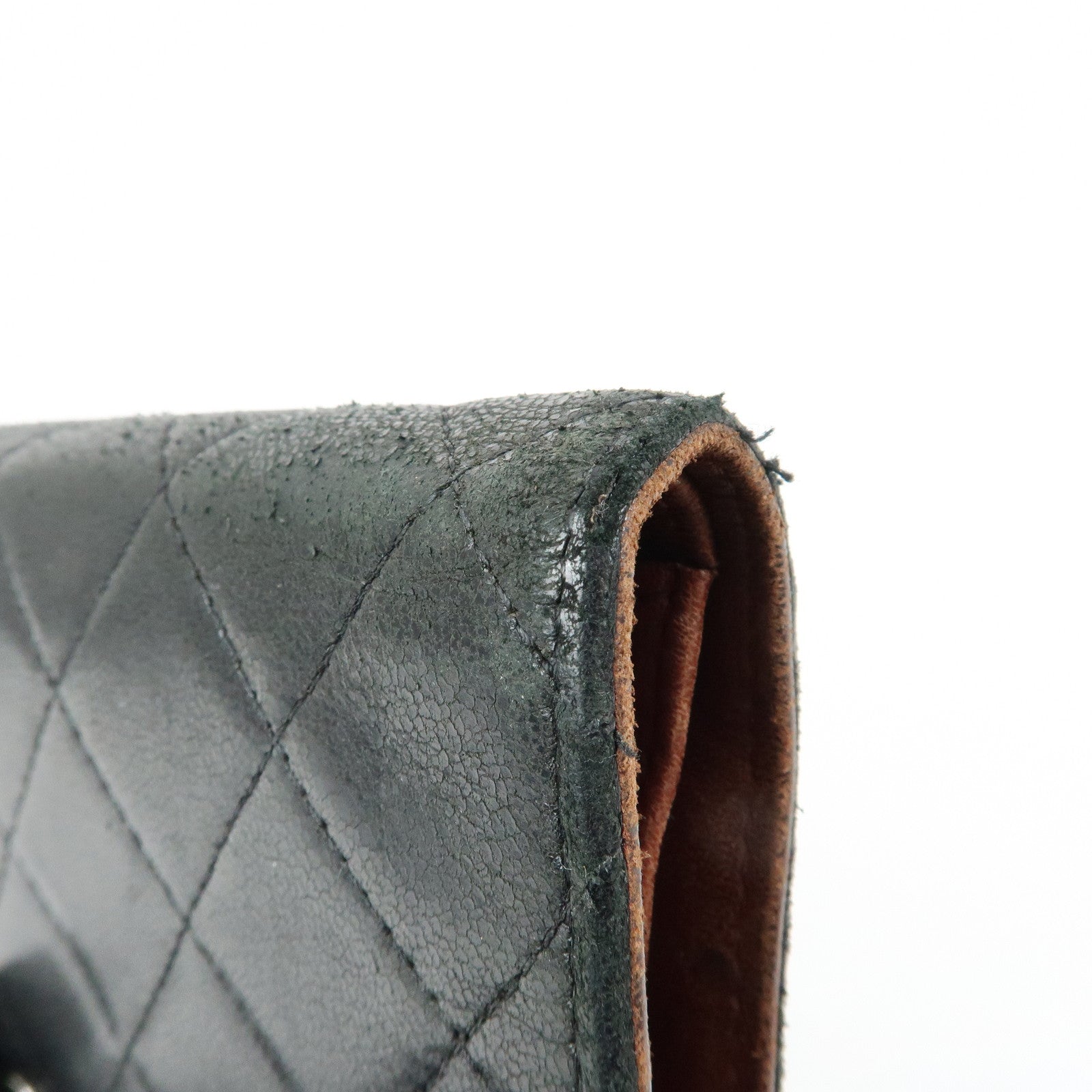 CHANEL Matelasse COCO Mark Lamb Skin Long Wallet Black