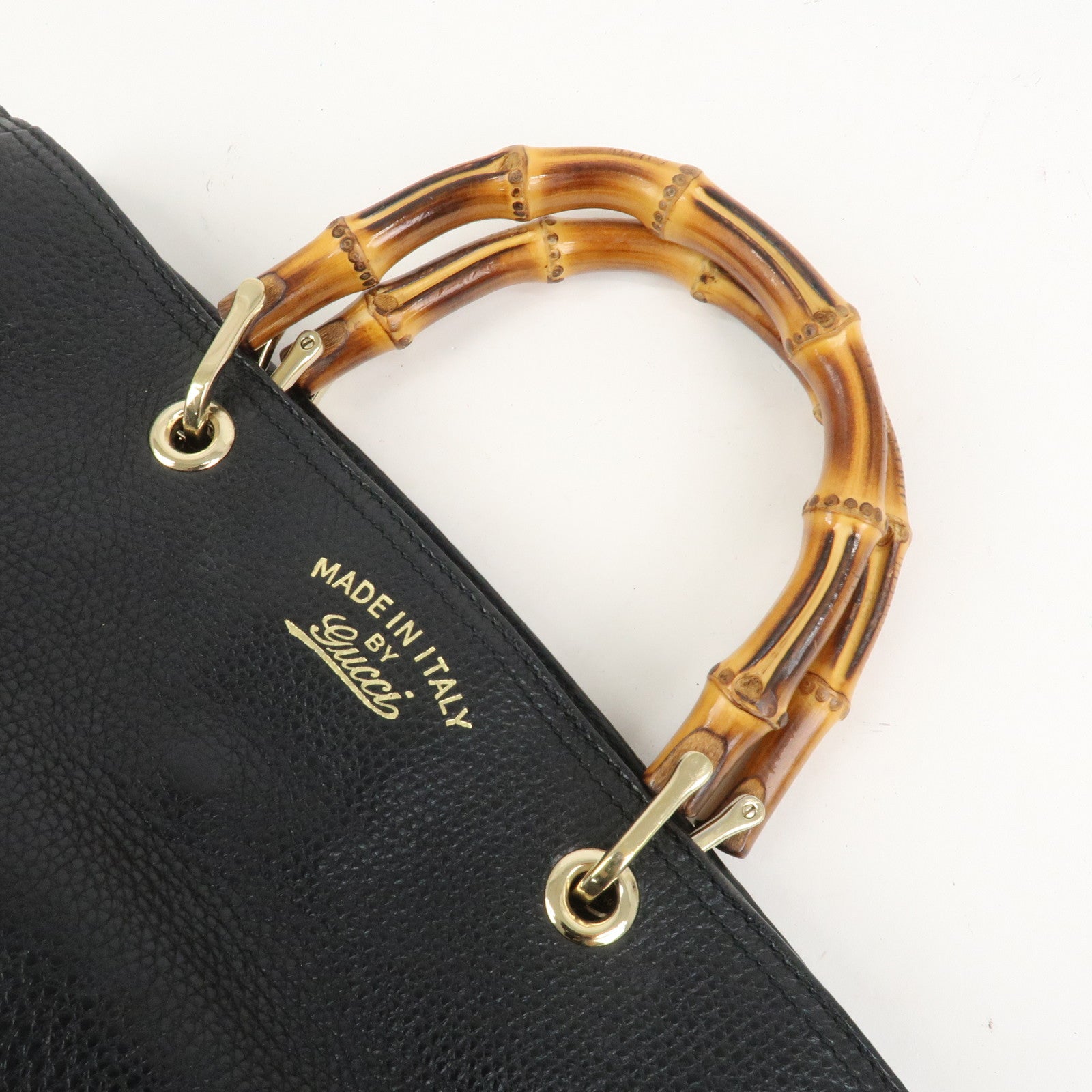 GUCCI Bamboo Shopper Medium 2Way Bag Shoulder Bag Black 323660