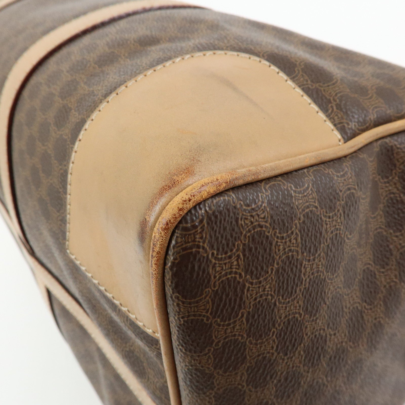 CELINE Macadam PVC Leather Boston Bag Hand Bag Brown