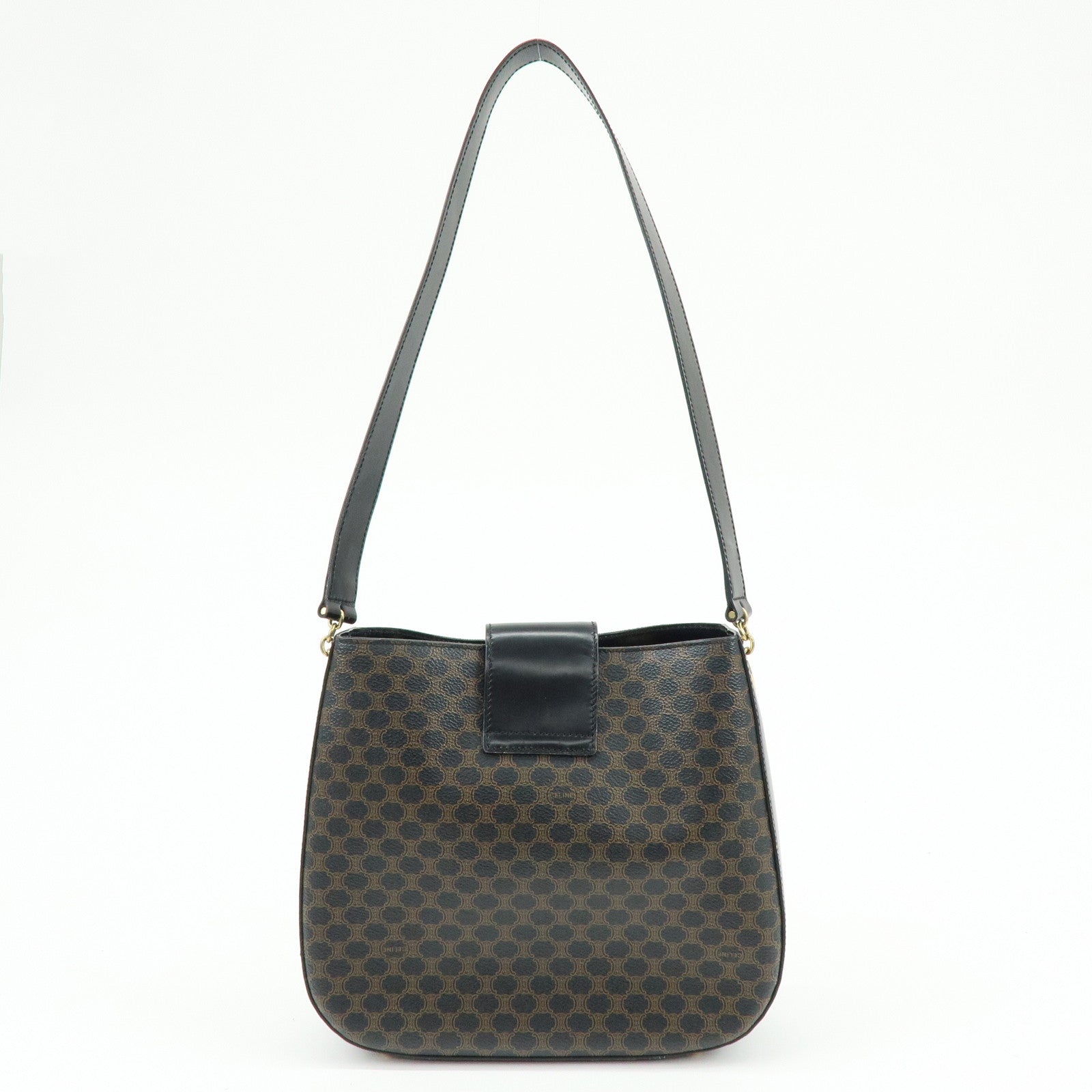 CELINE Macadam PVC Canvas Leather Shoulder Crossbody Bag Black