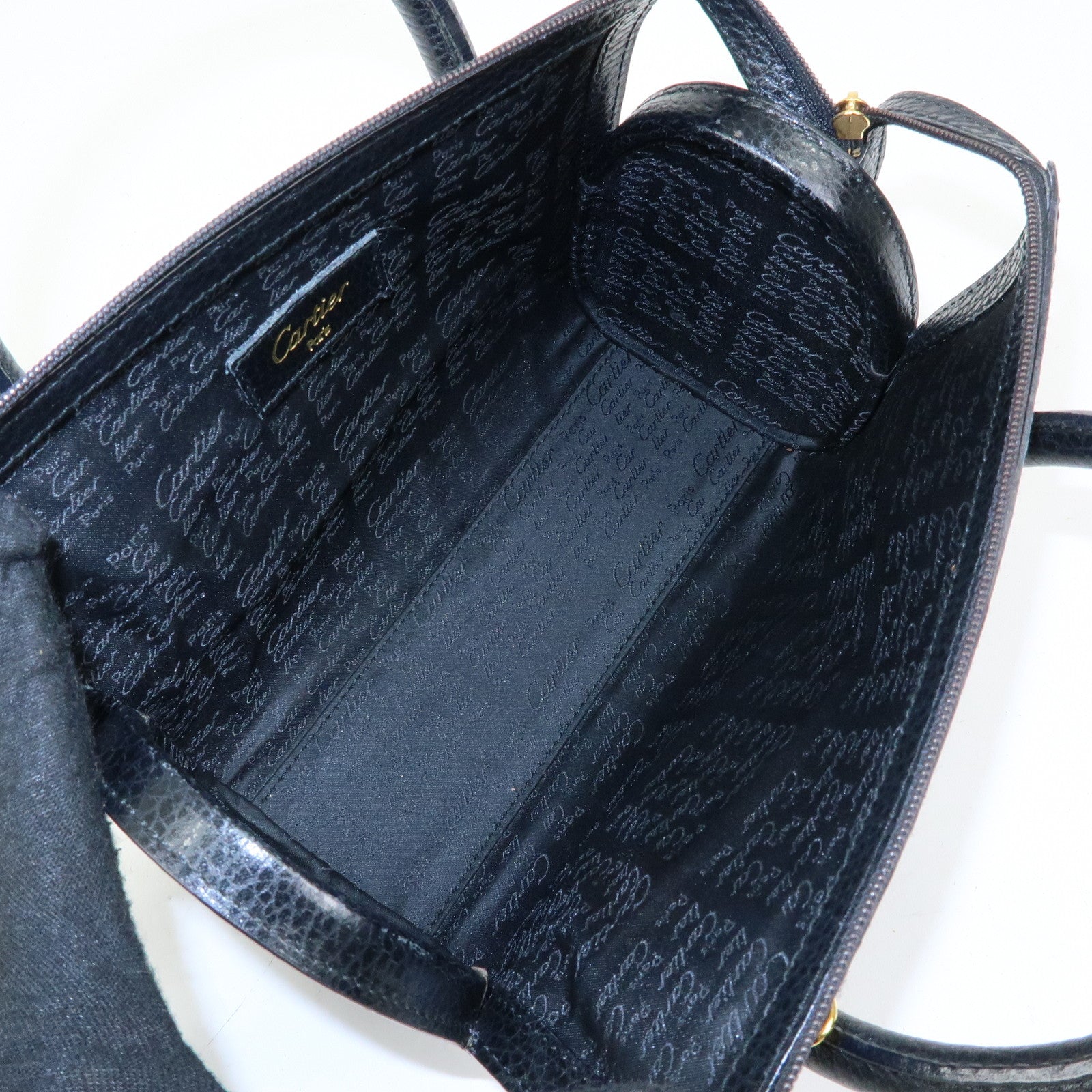 Cartier Must de Cartier Leather 2Way Bag Shoulder Hand Bag Black