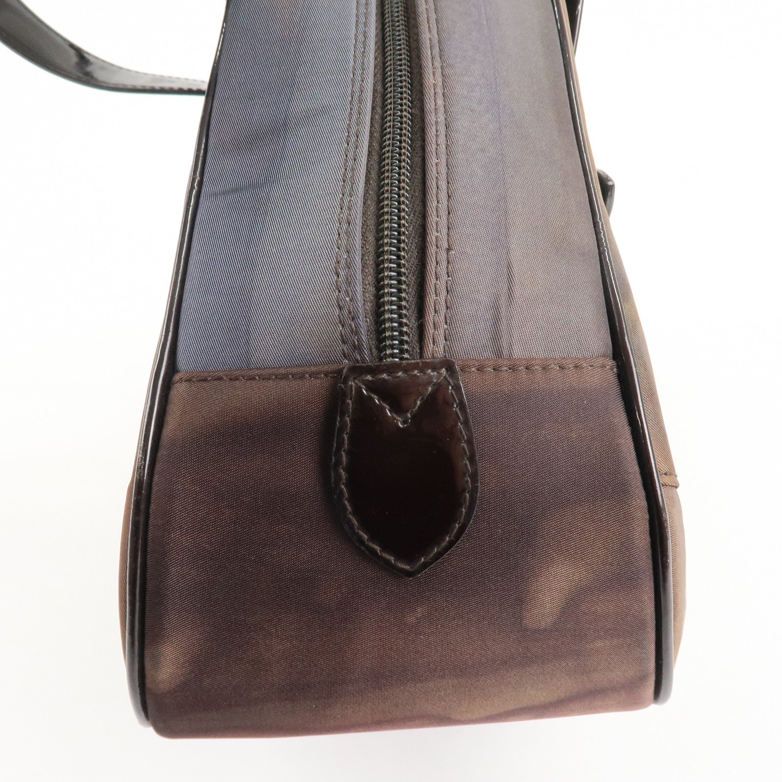 Christian Dior Double Saddle Nylon Leather Hand Boston Bag Brown Used