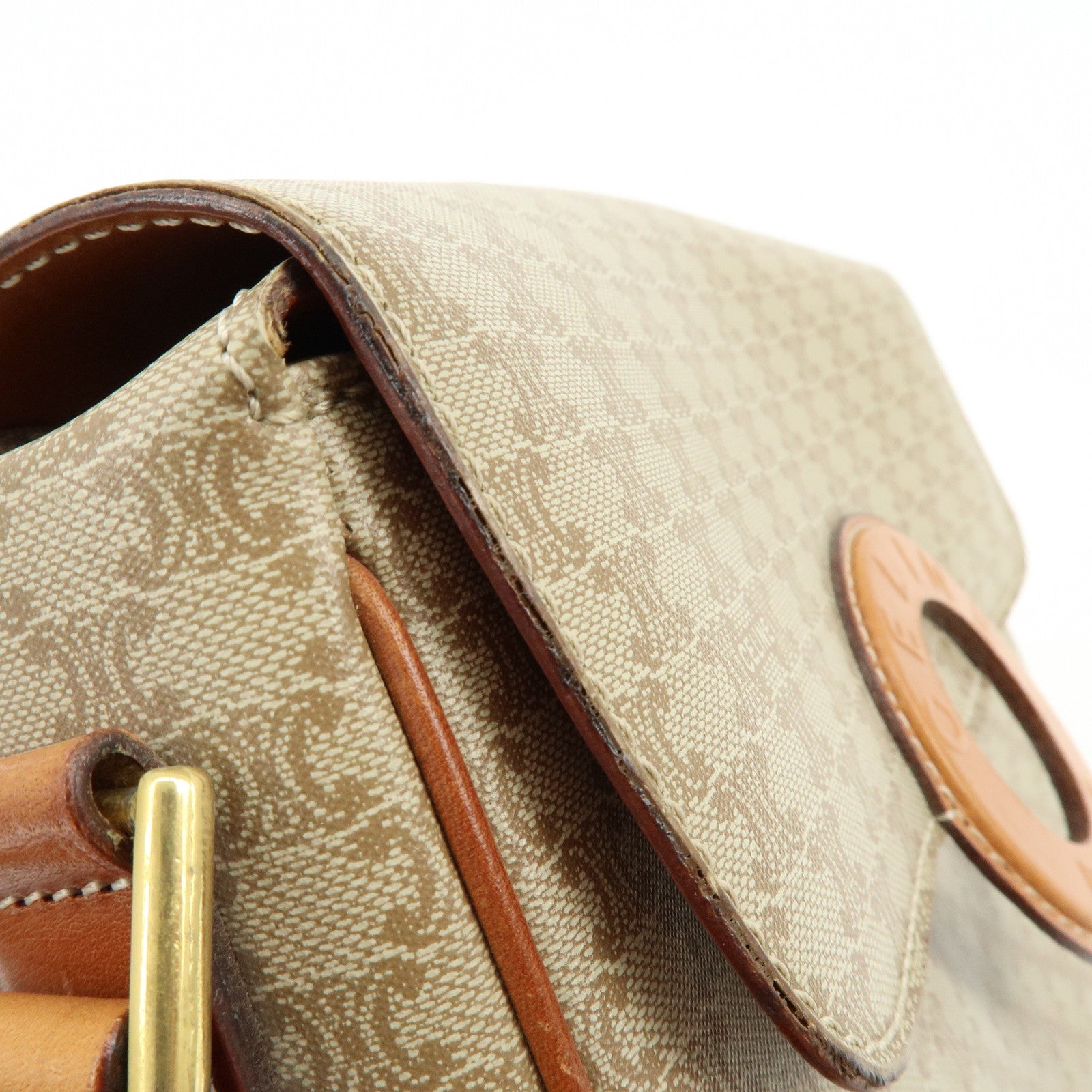 CELINE Macadam PVC Leather Shoulder Bag Crossbody Bag Beige