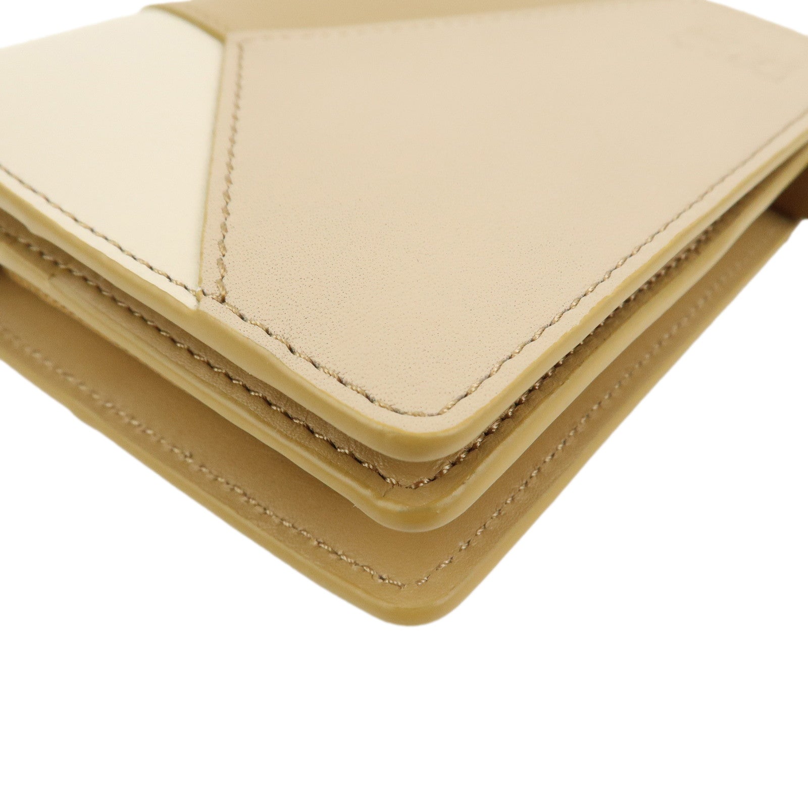 LOEWE Puzzle Leather Compact Wallet Beige