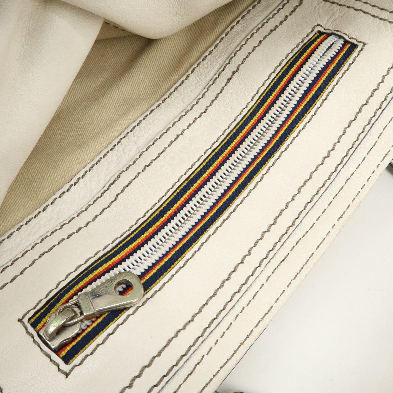 Chloe Patsy Studs Logo Leather Tote Bag Shoulder Bag Ivory