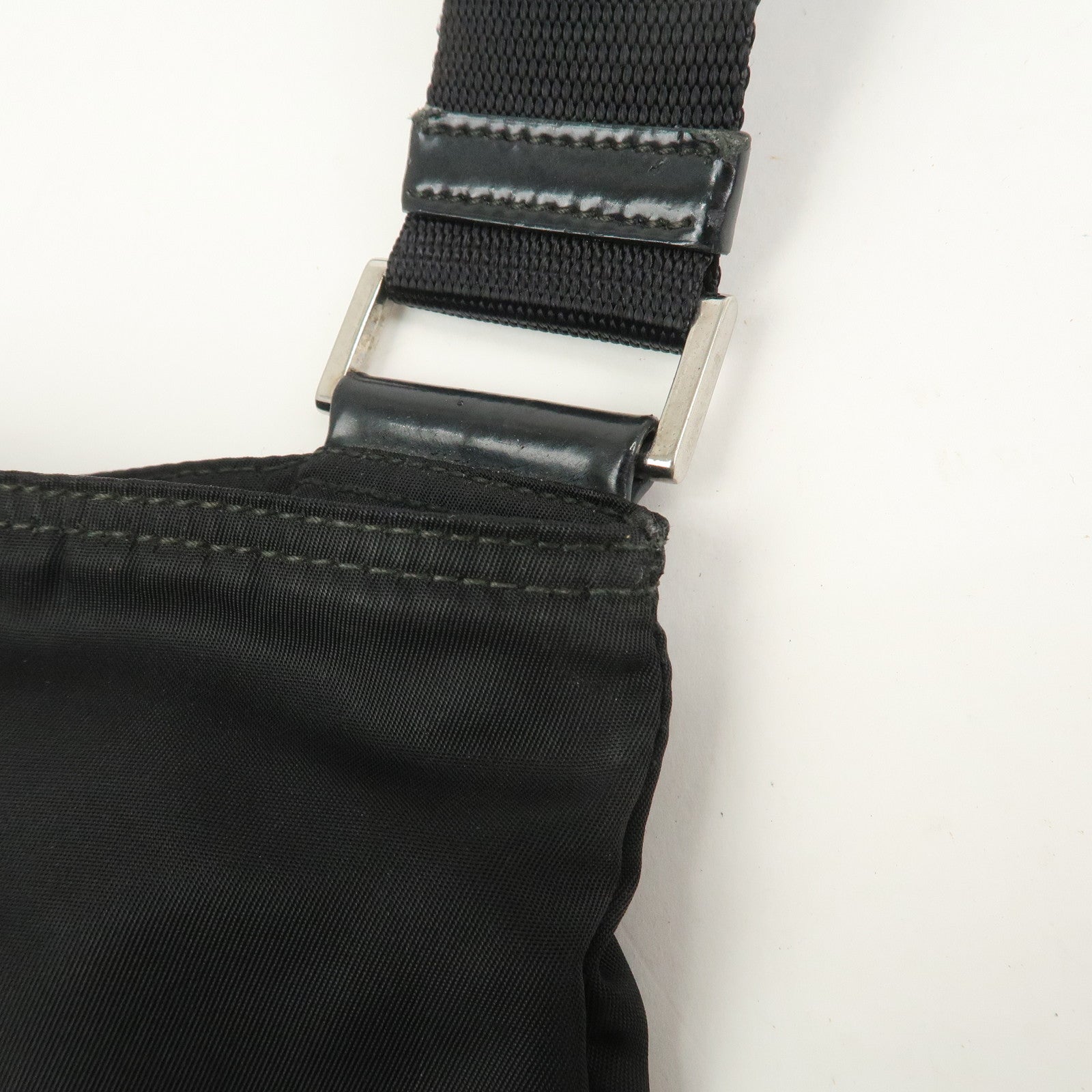 PRADA Triangle Logo Nylon Leather Shoulder Bag Crossbody Bag black