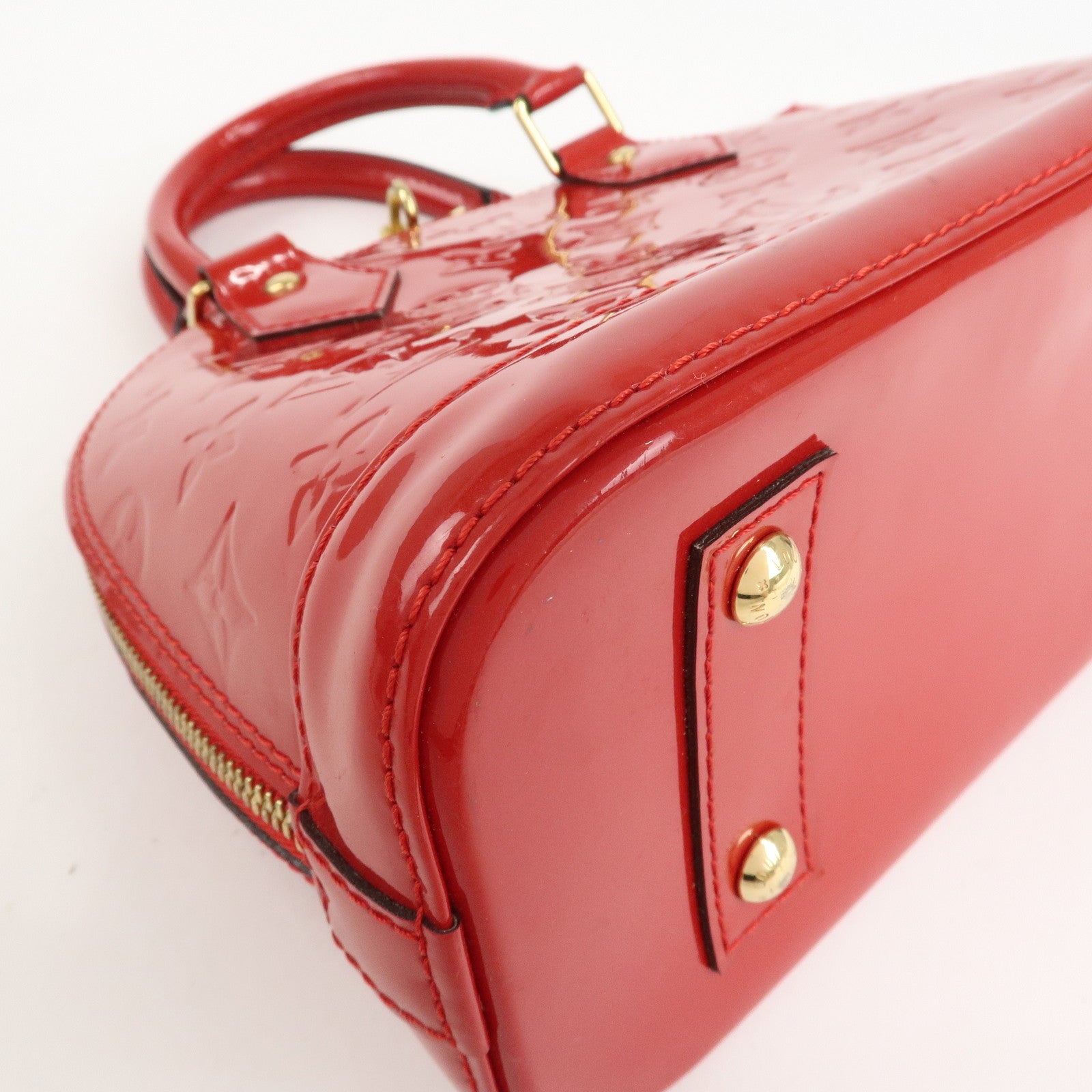 Louis Vuitton Monogram Vernis Alma BB 2Way Hand Bag Cerise M90174 Used