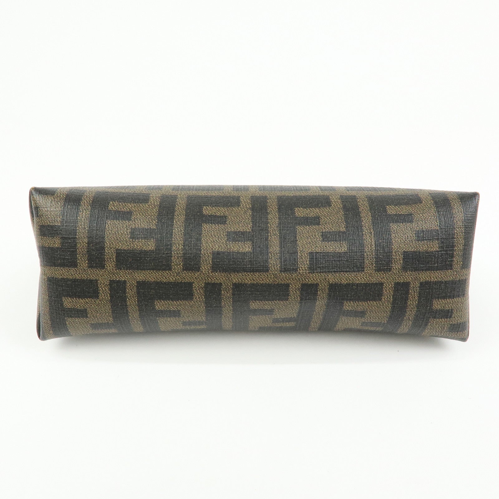 FENDI Zucca PVC Leather Cosmetic Pouch Brown Black 7N0074