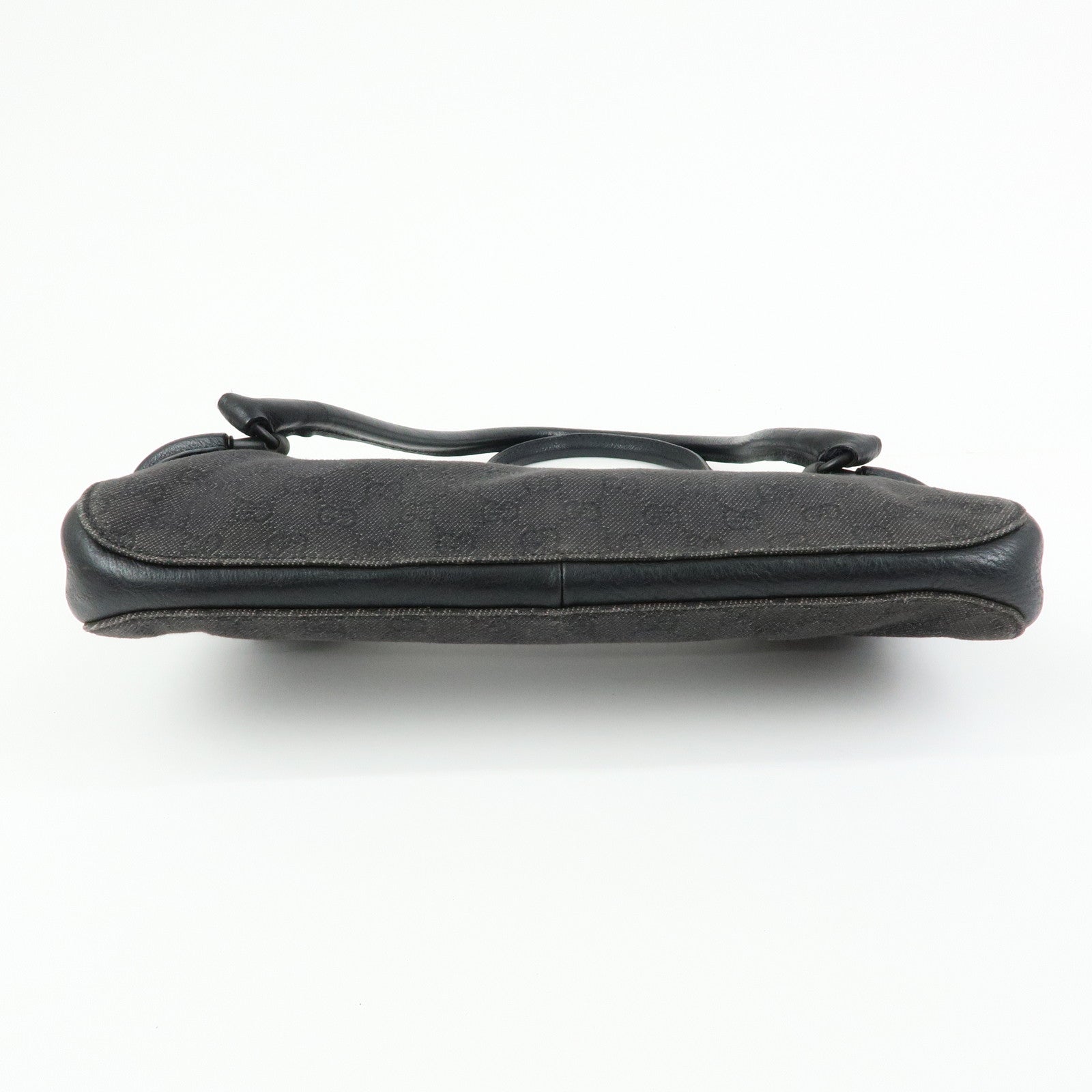 GUCCI GG Denim Leather Shoulder Bag Hand Bag Black 101345