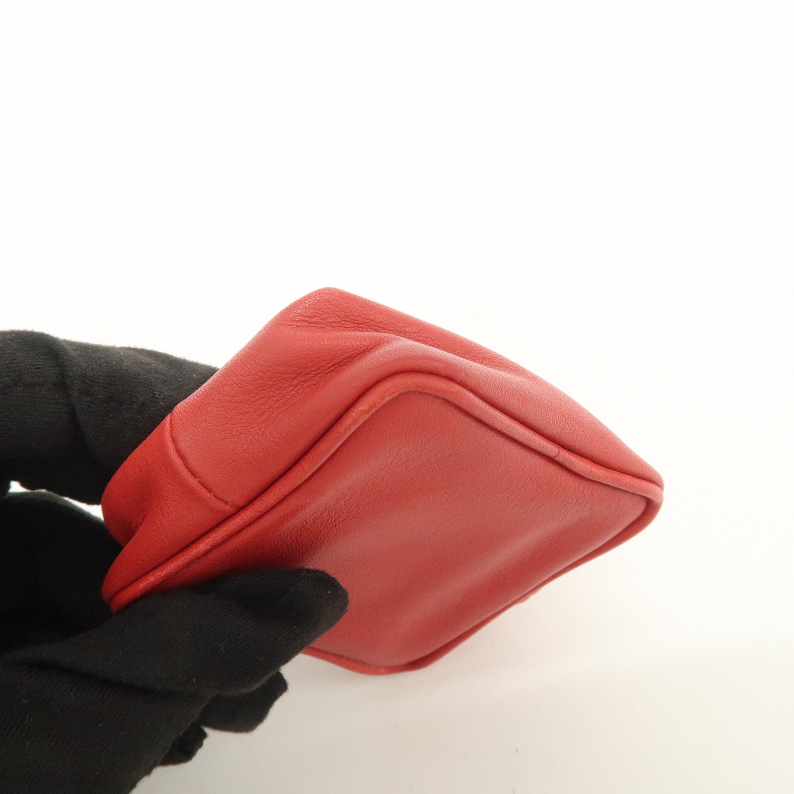 HERMES Bee Pop Leather Mini Compact Coin Case Red