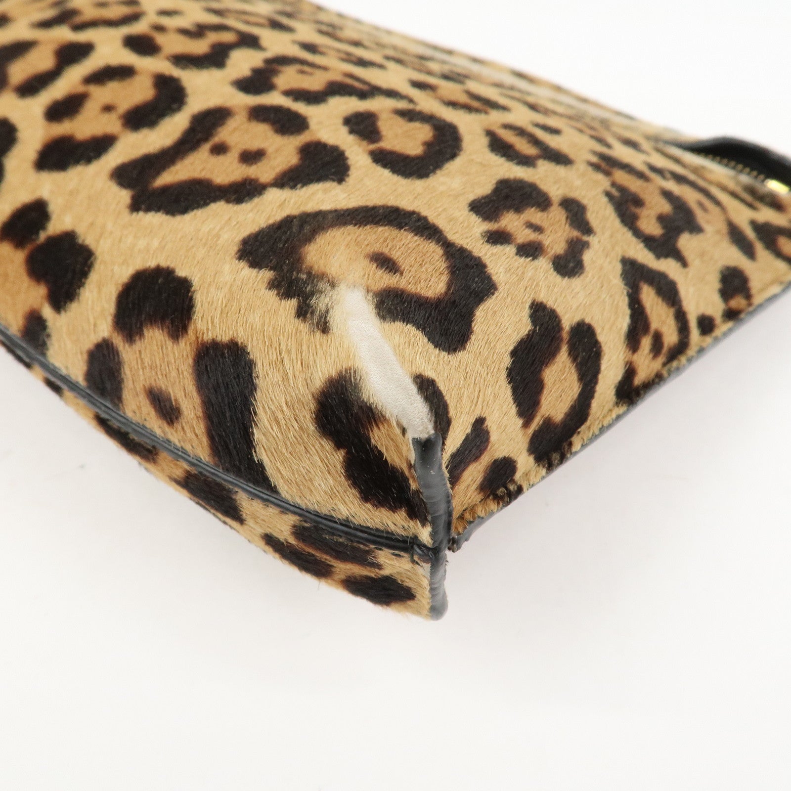 LOEWE Anagram Logo Unborn Calf Leather Clutch Bag Pouch Leopard