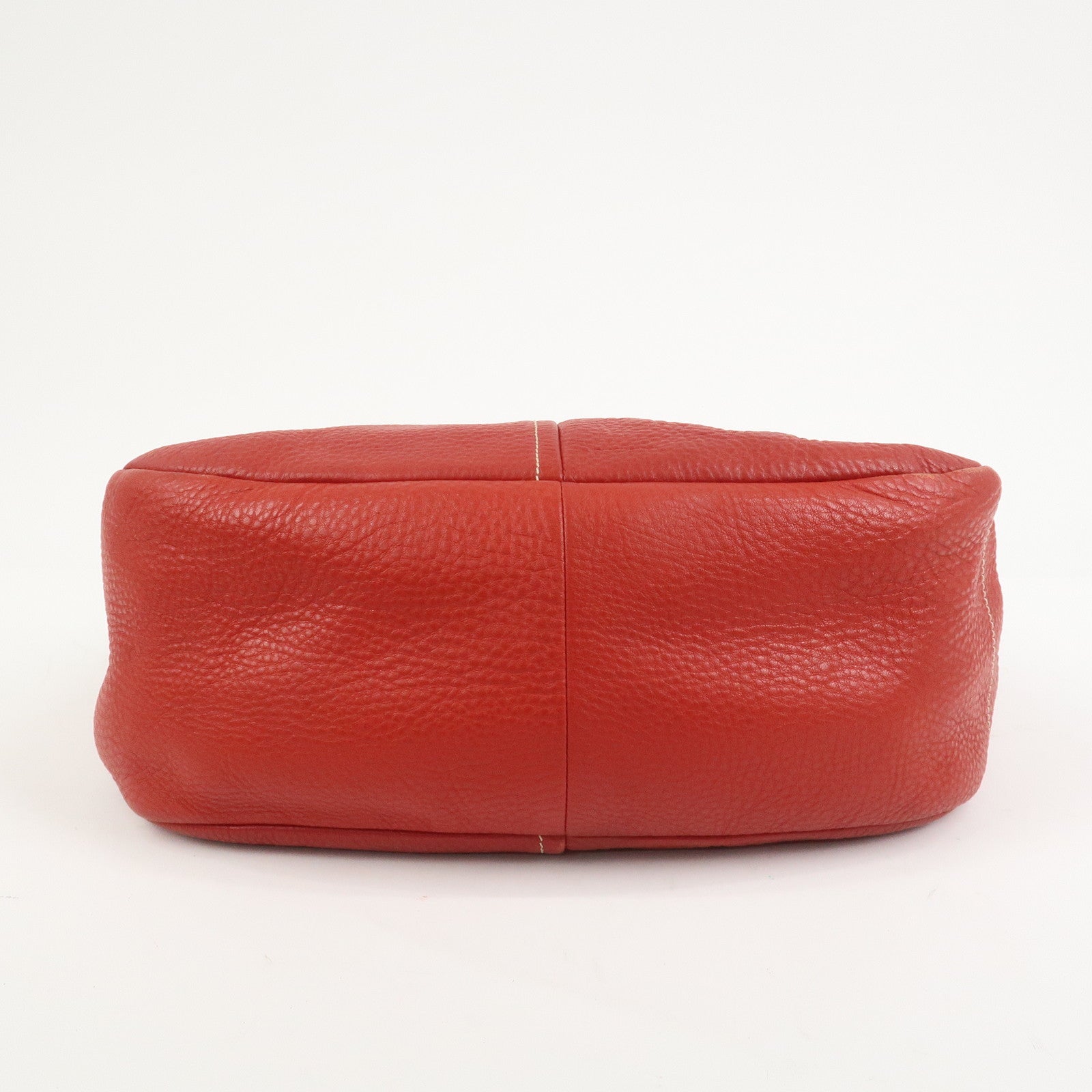PRADA Logo Leather Shoulder Bag Hand Bag Red BR4373