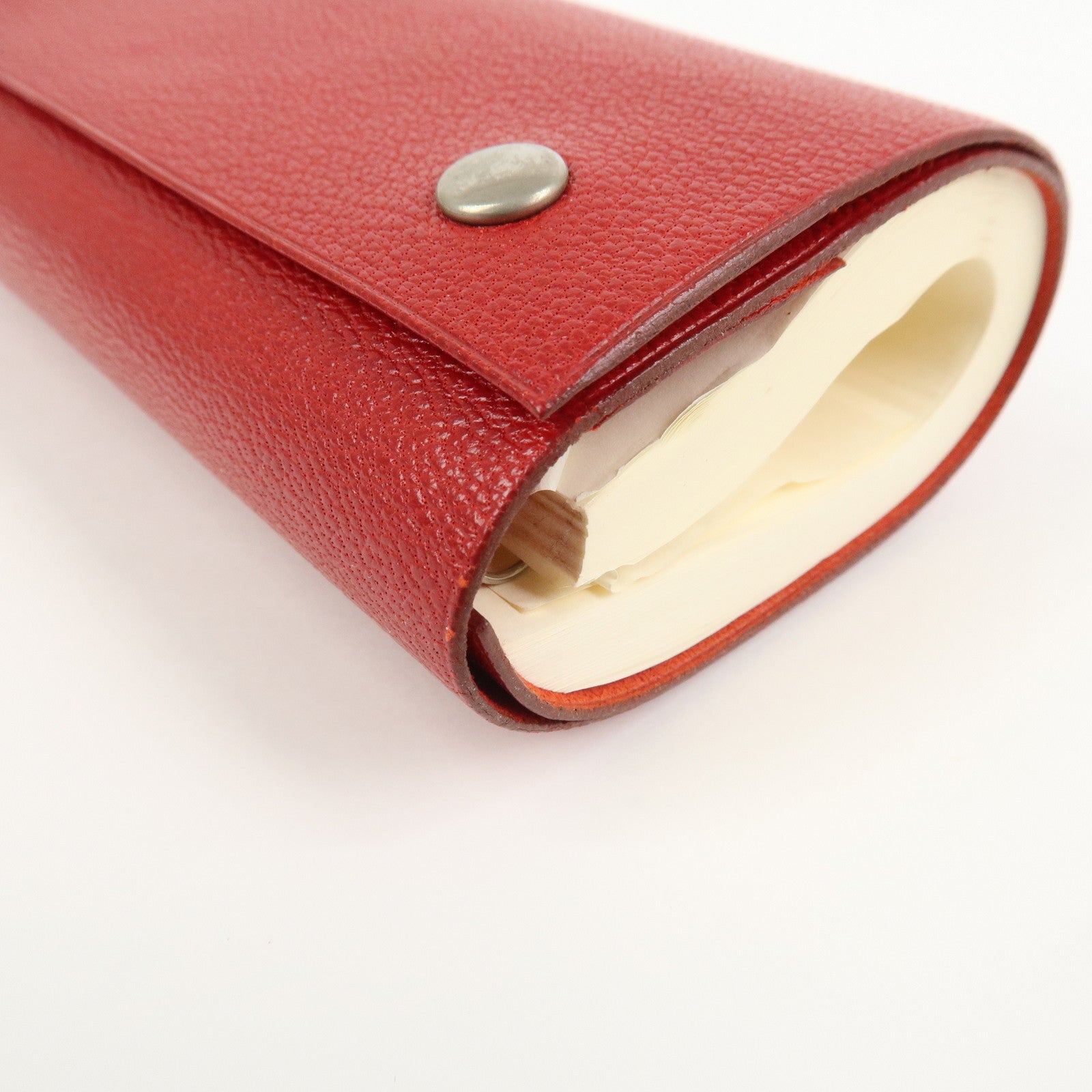 HERMES Cahier Rouleaul Leather Notebook Cover Red