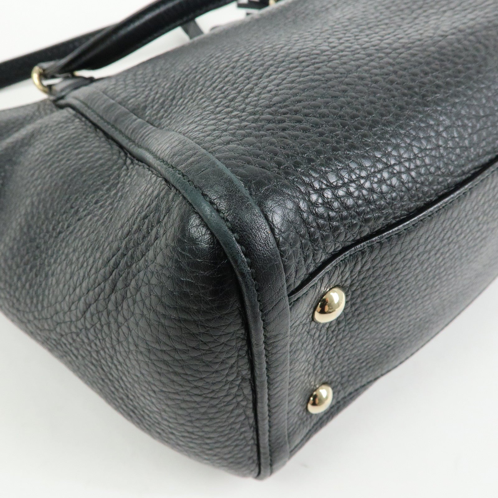 GUCCI Interlocking G SOHO Leather 2Way Bag Hand Bag Black 369176