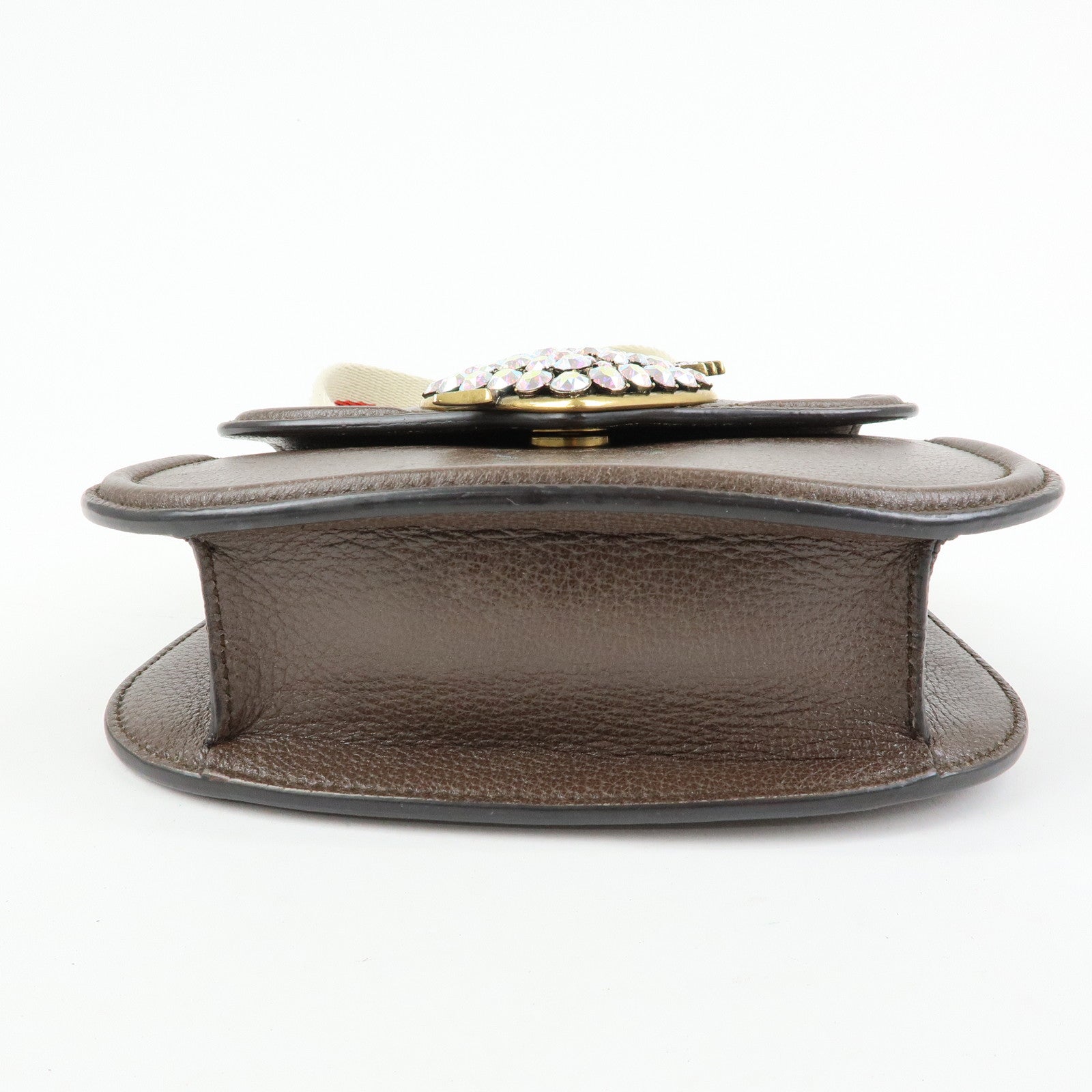 GUCCI Sherry Leather Shoulder Bag Totem Crystal Heart Brown 500756