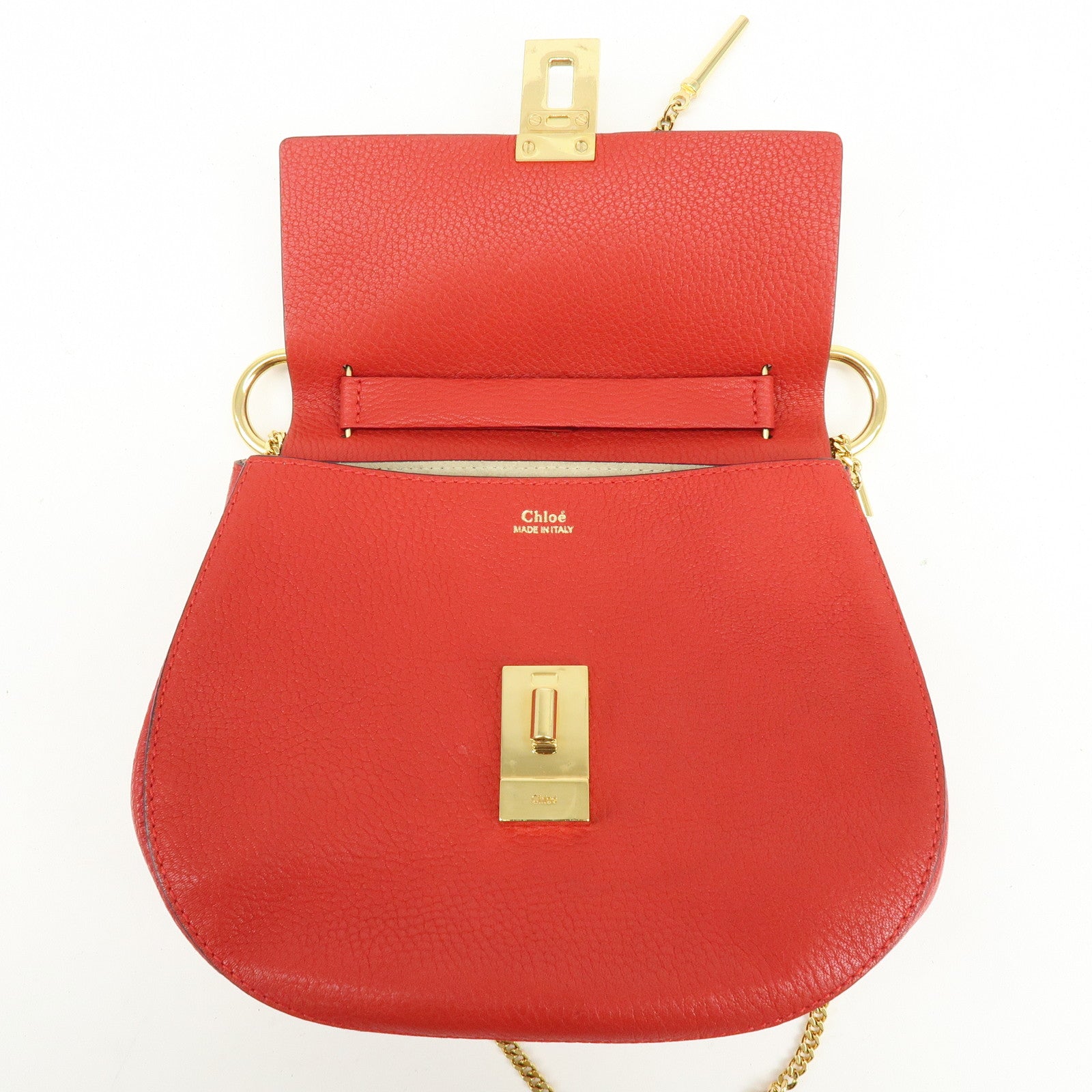 Chloe Drew Leather Chain Shoulder Bag Crossbody Bag Red